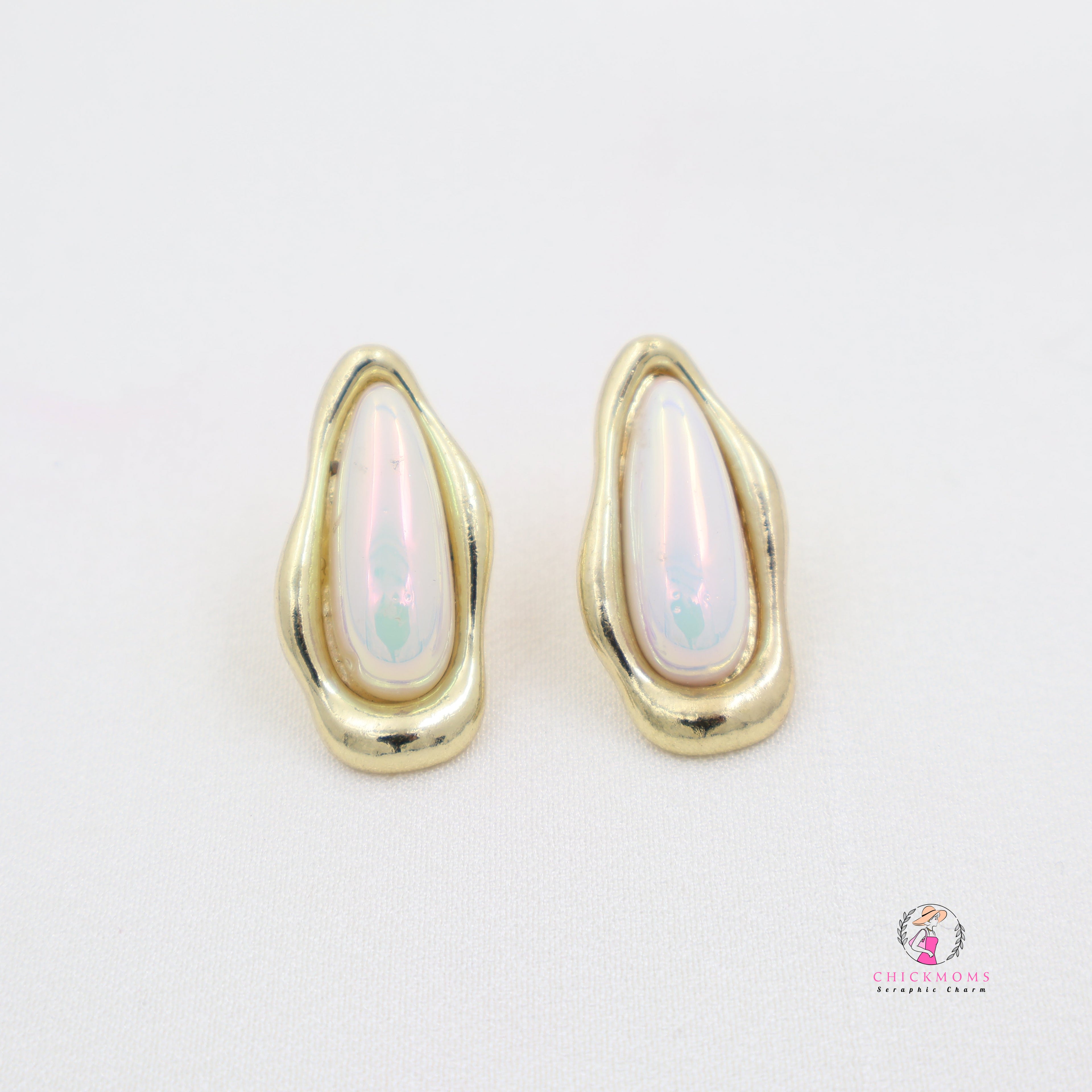 Iridescent Teardrop Stud Earrings