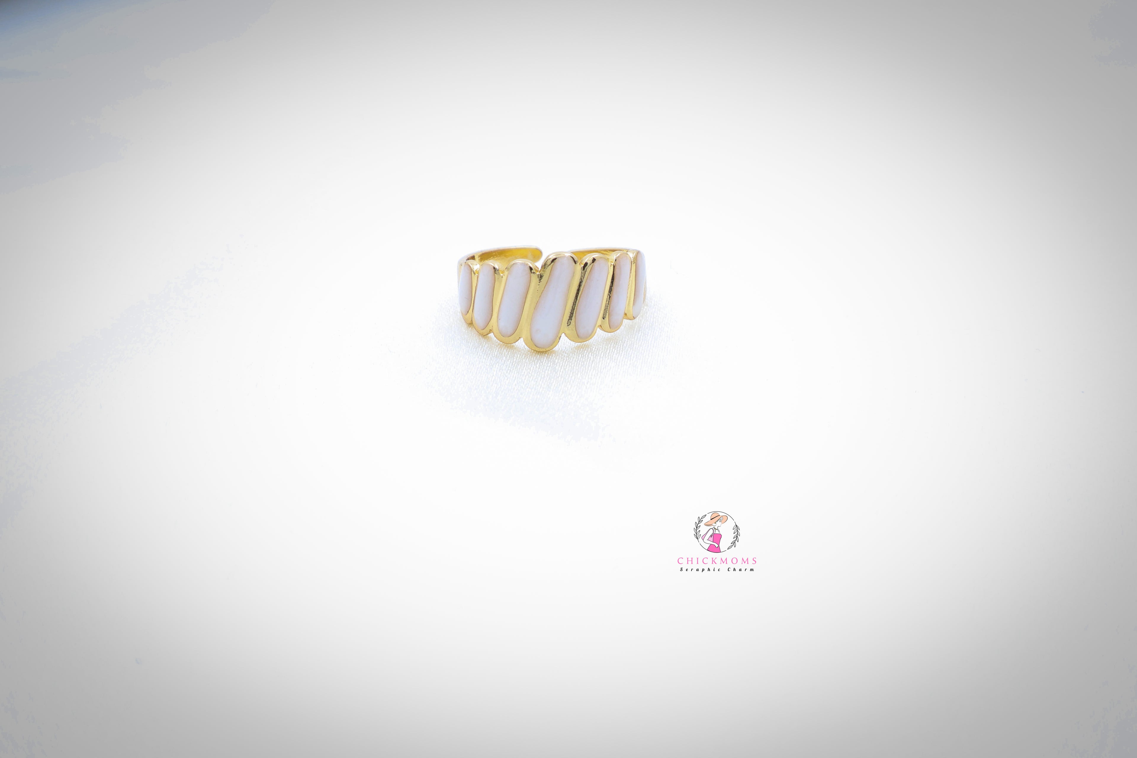 Gold-Plated Adjustable Marble Accent Ring