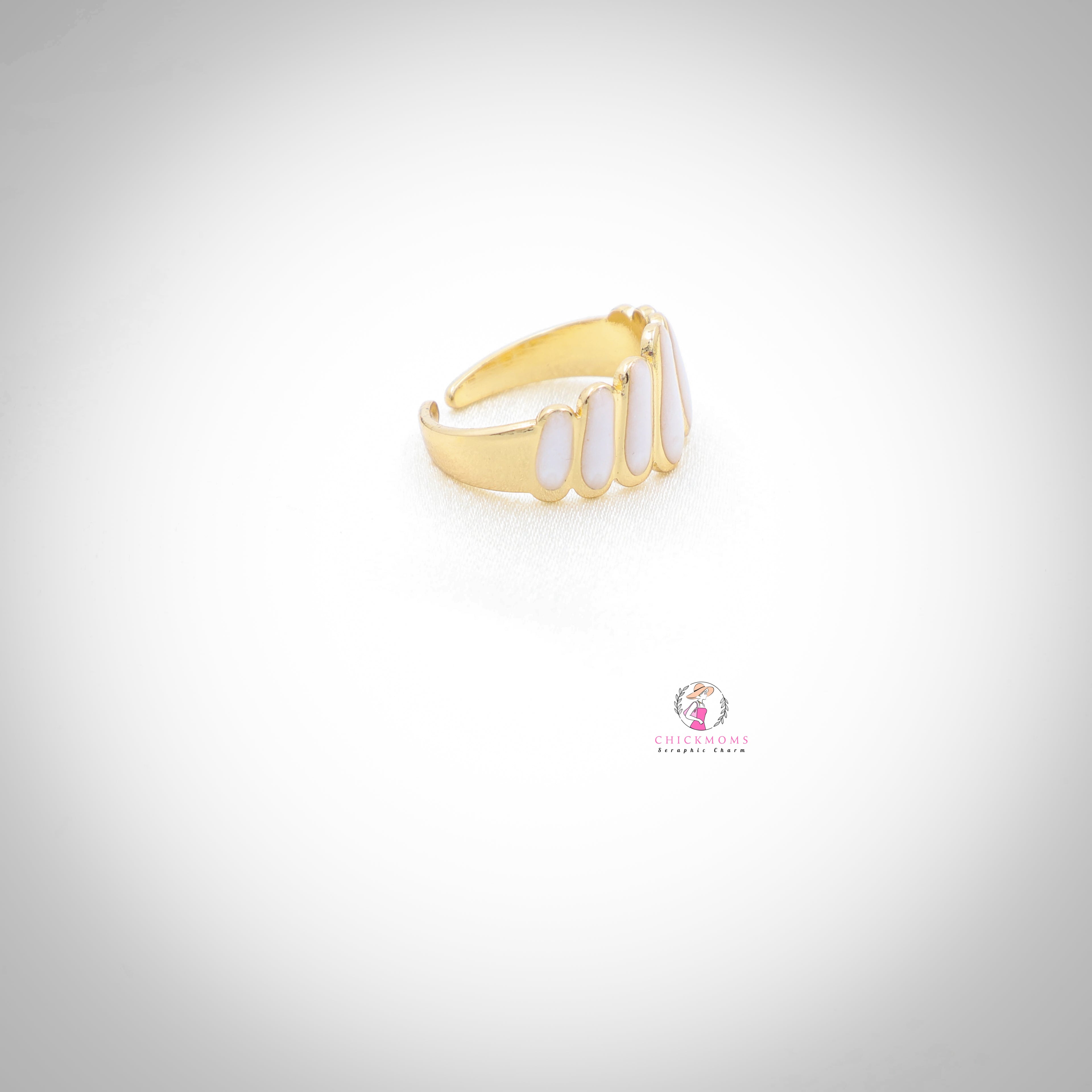 Gold-Plated Adjustable Marble Accent Ring