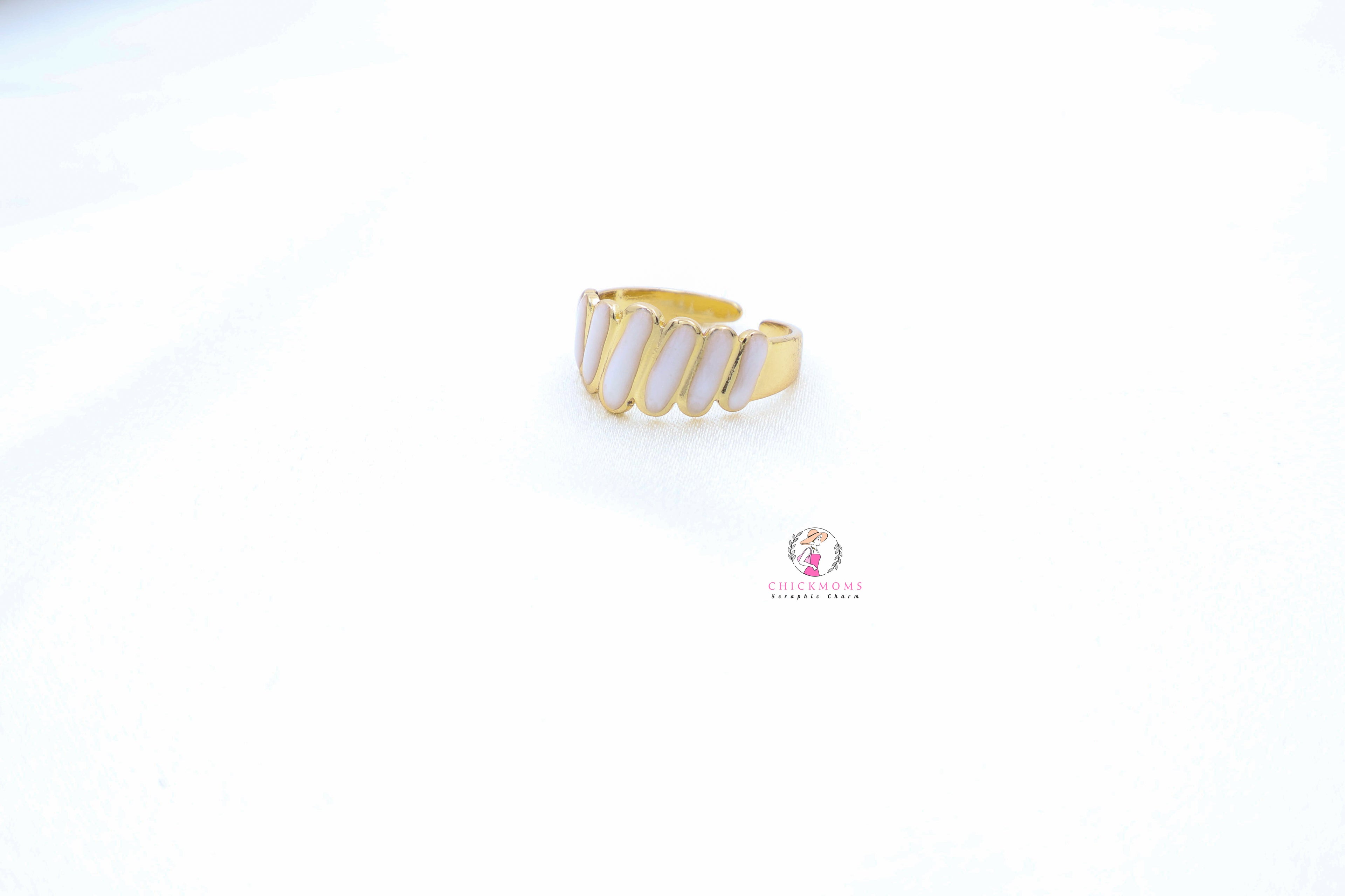 Gold-Plated Adjustable Marble Accent Ring