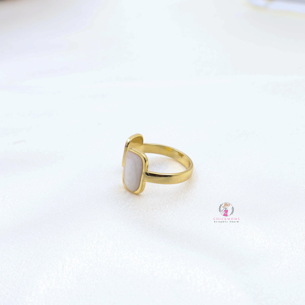 Gold Toned Dual Marble Adjustable Ring