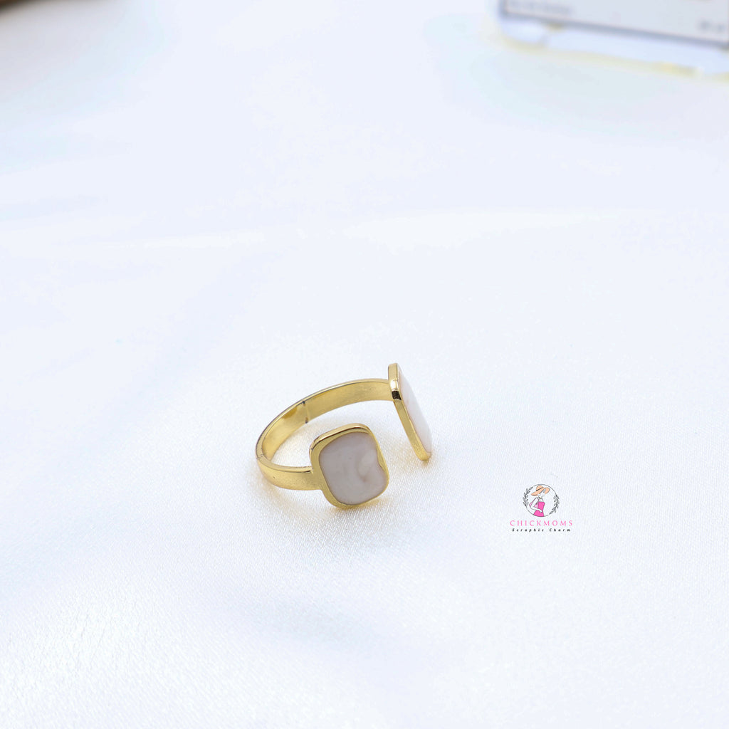 Gold Toned Dual Marble Adjustable Ring