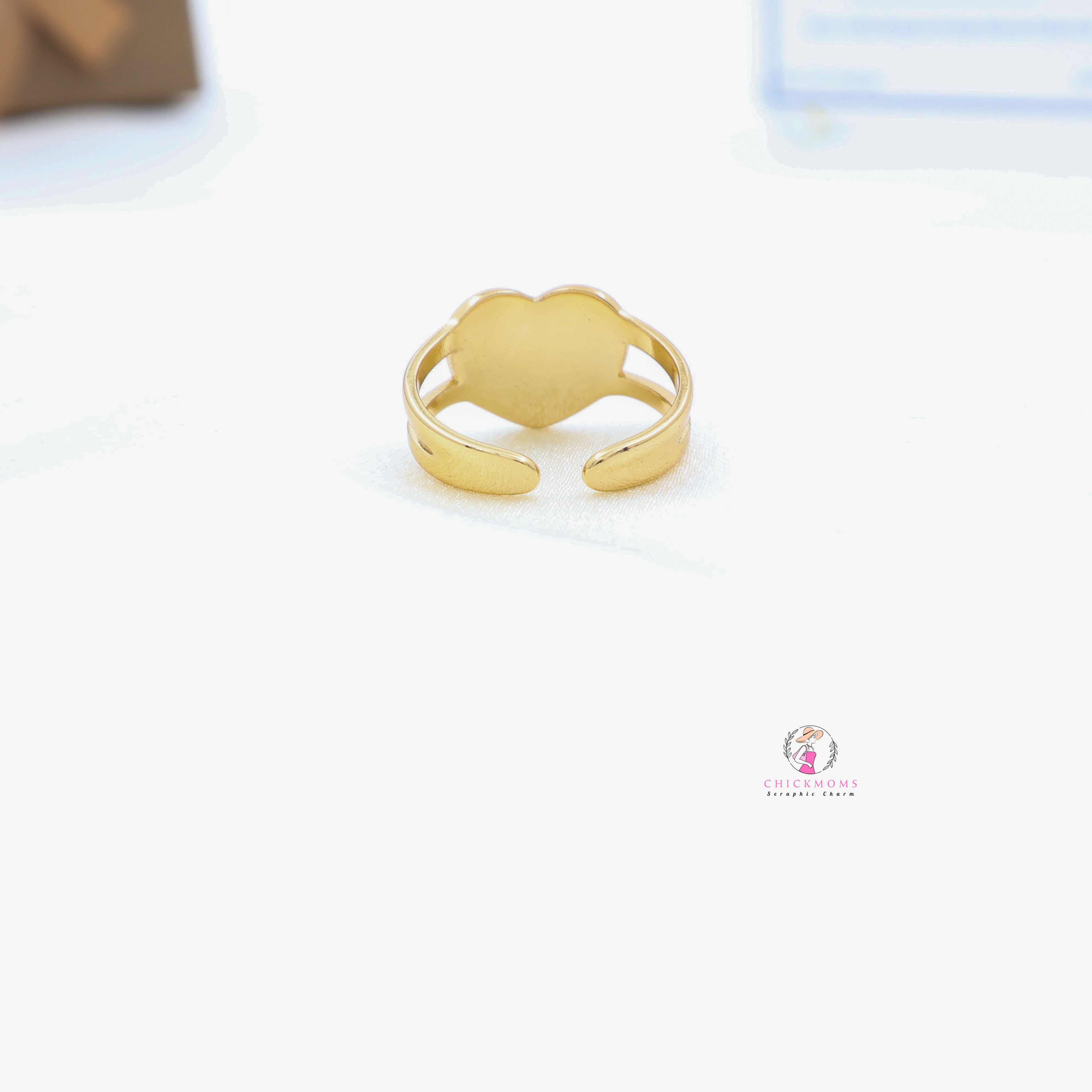 Heart-Shaped Adjustable Gold Ring