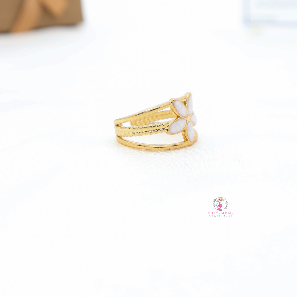 Elegant Floral Gold toned Adjustable Ring