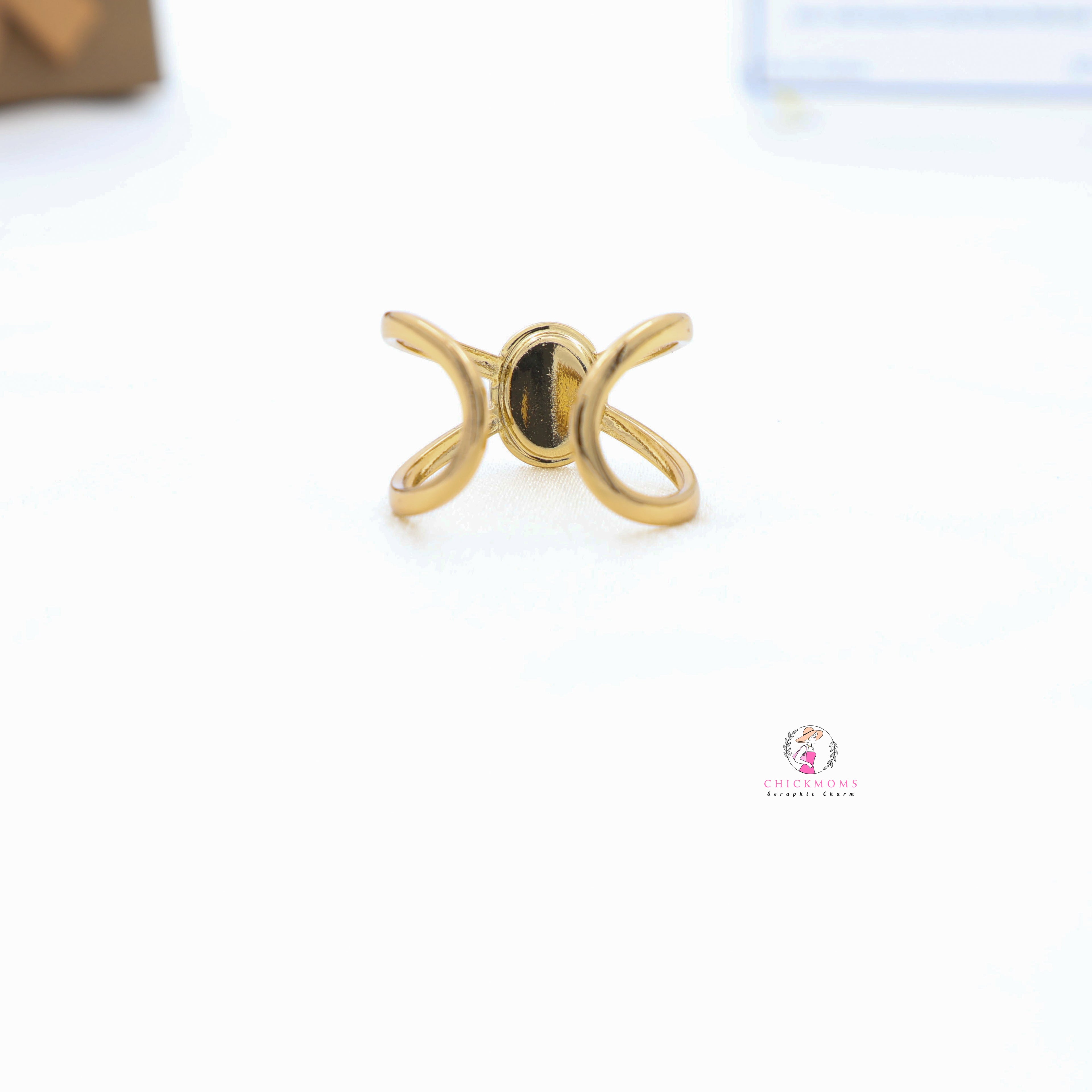 Elegant Gold-Plated Enamel Adjustable Ring