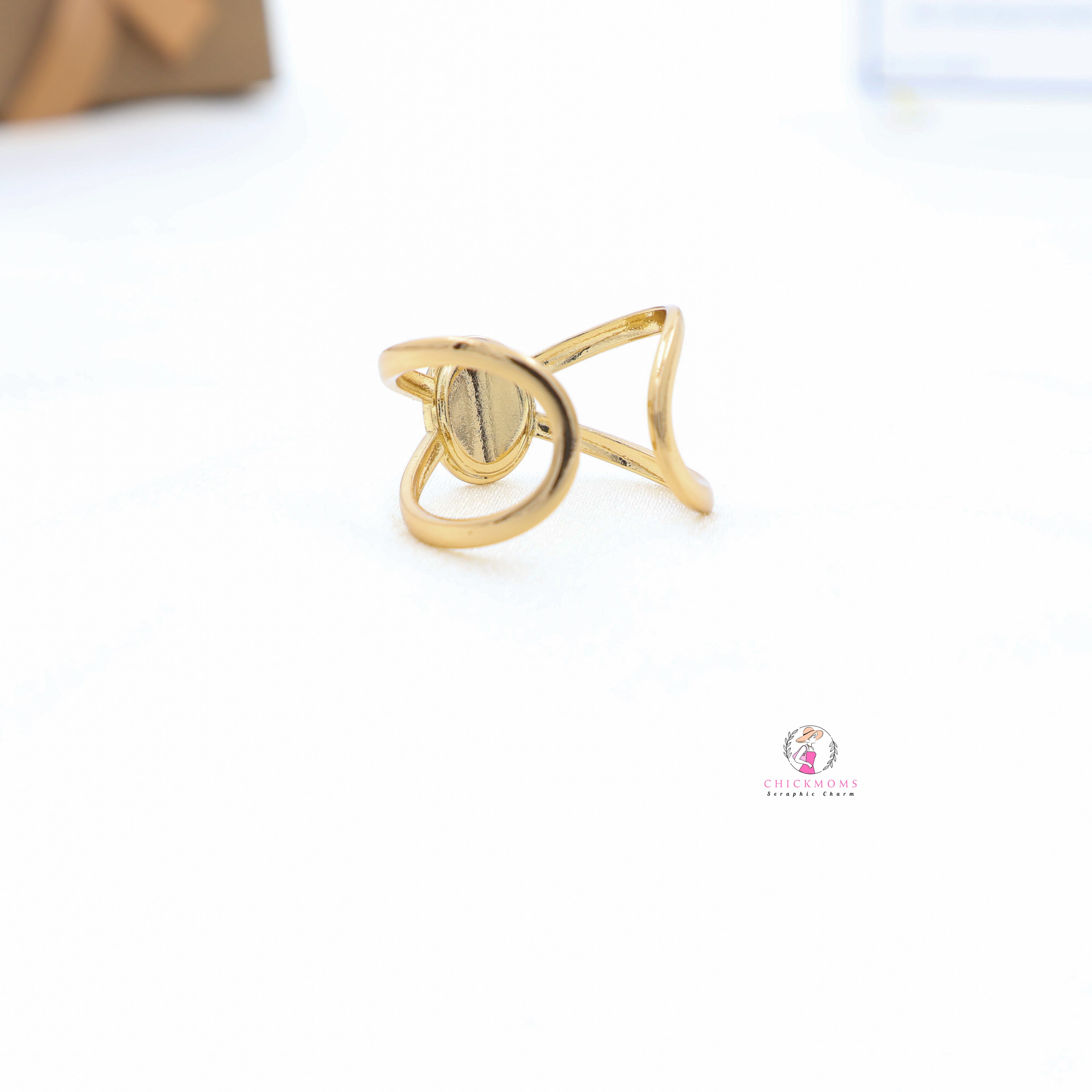 Elegant Gold-Plated Enamel Adjustable Ring