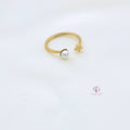 Gold Pearl Star Ring