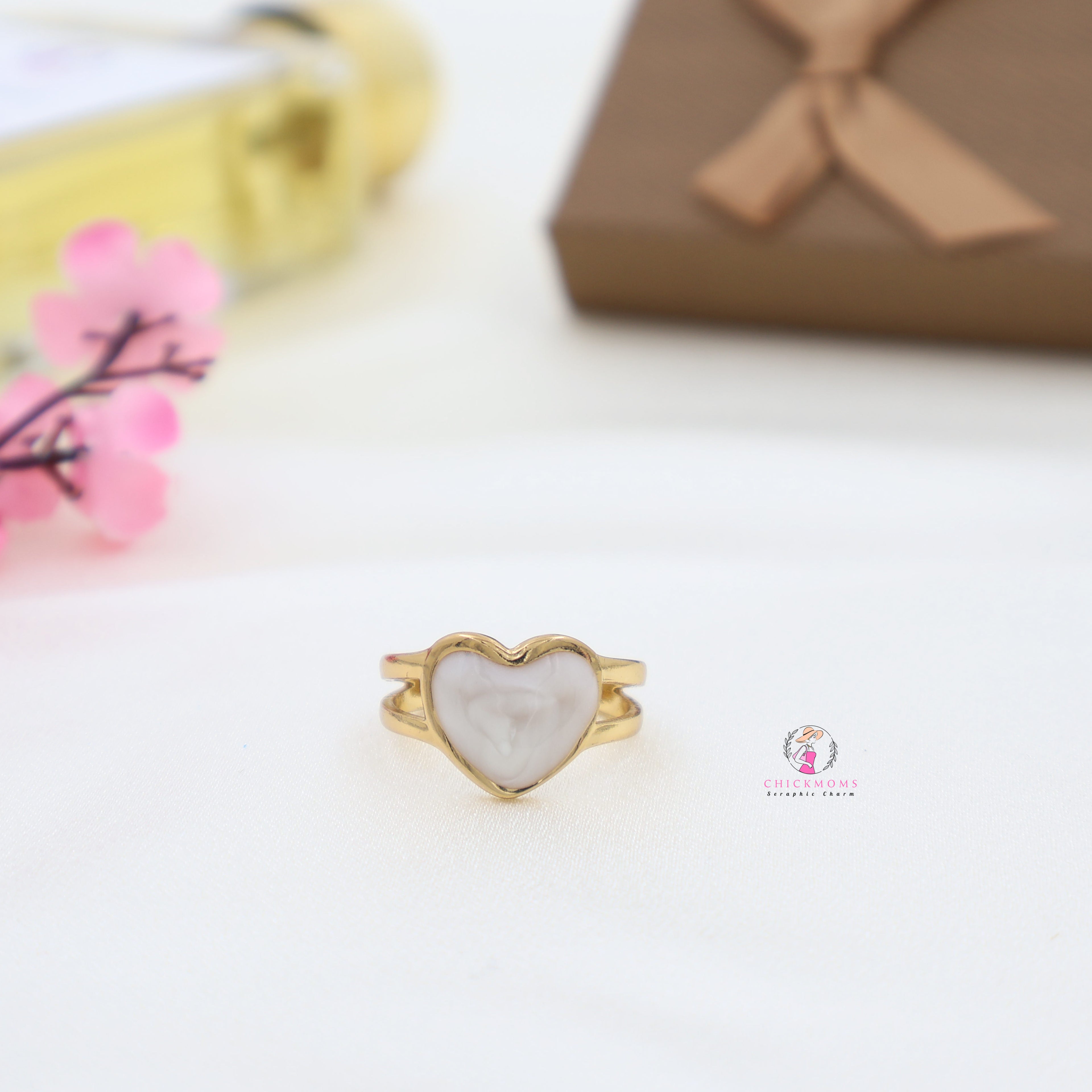 Heart-Shaped Adjustable Gold Ring
