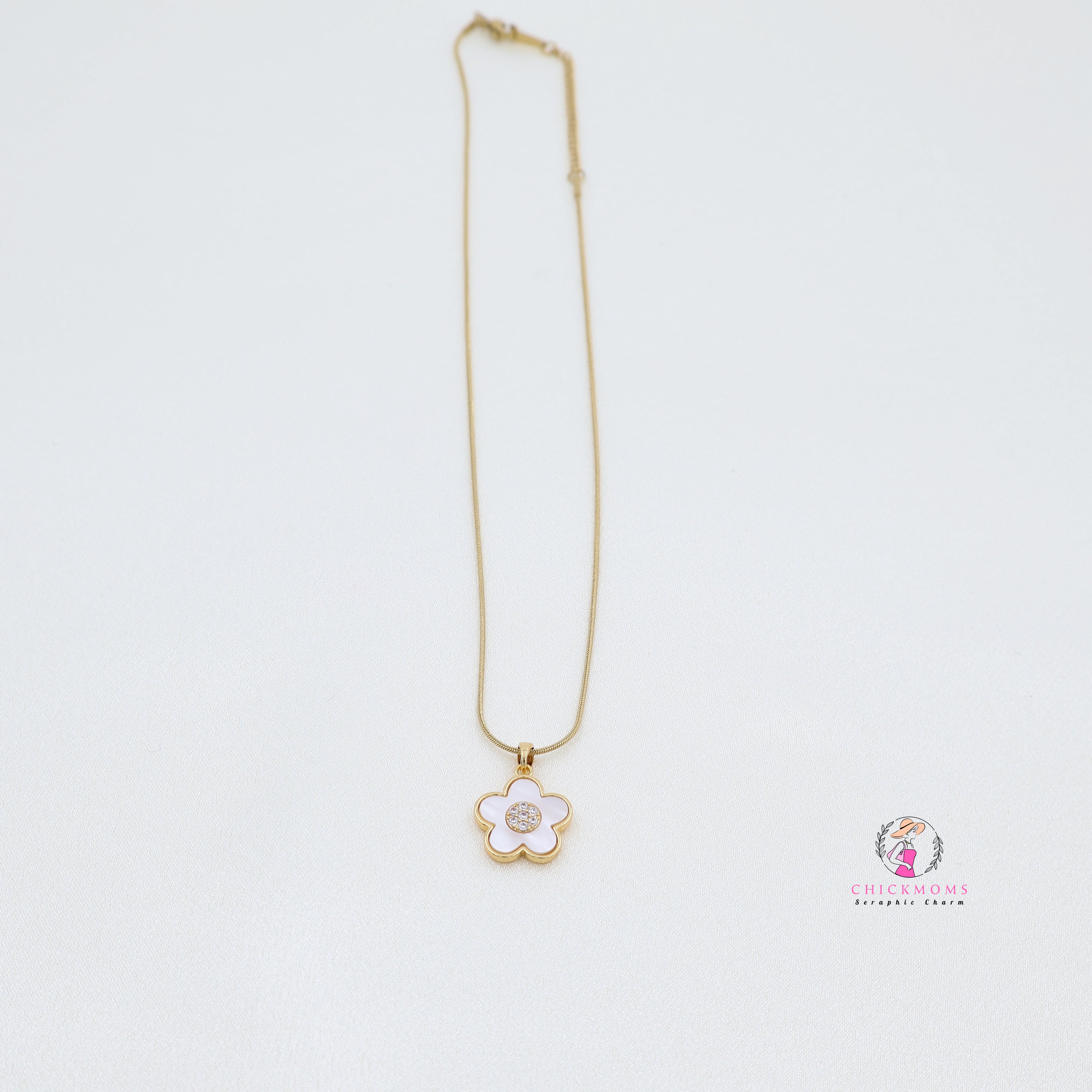 Gold-Plated Flower Pendant Necklace