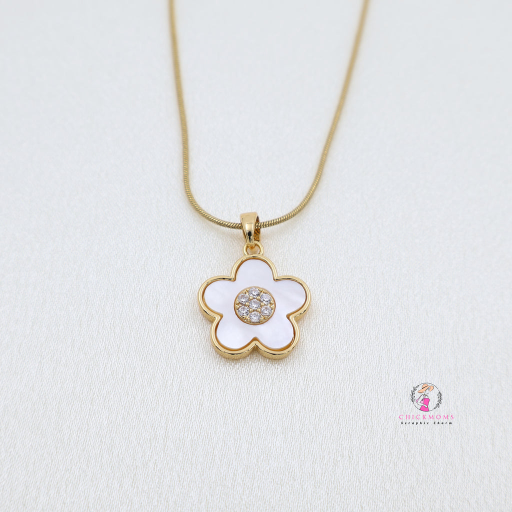 Gold-Plated Flower Pendant Necklace
