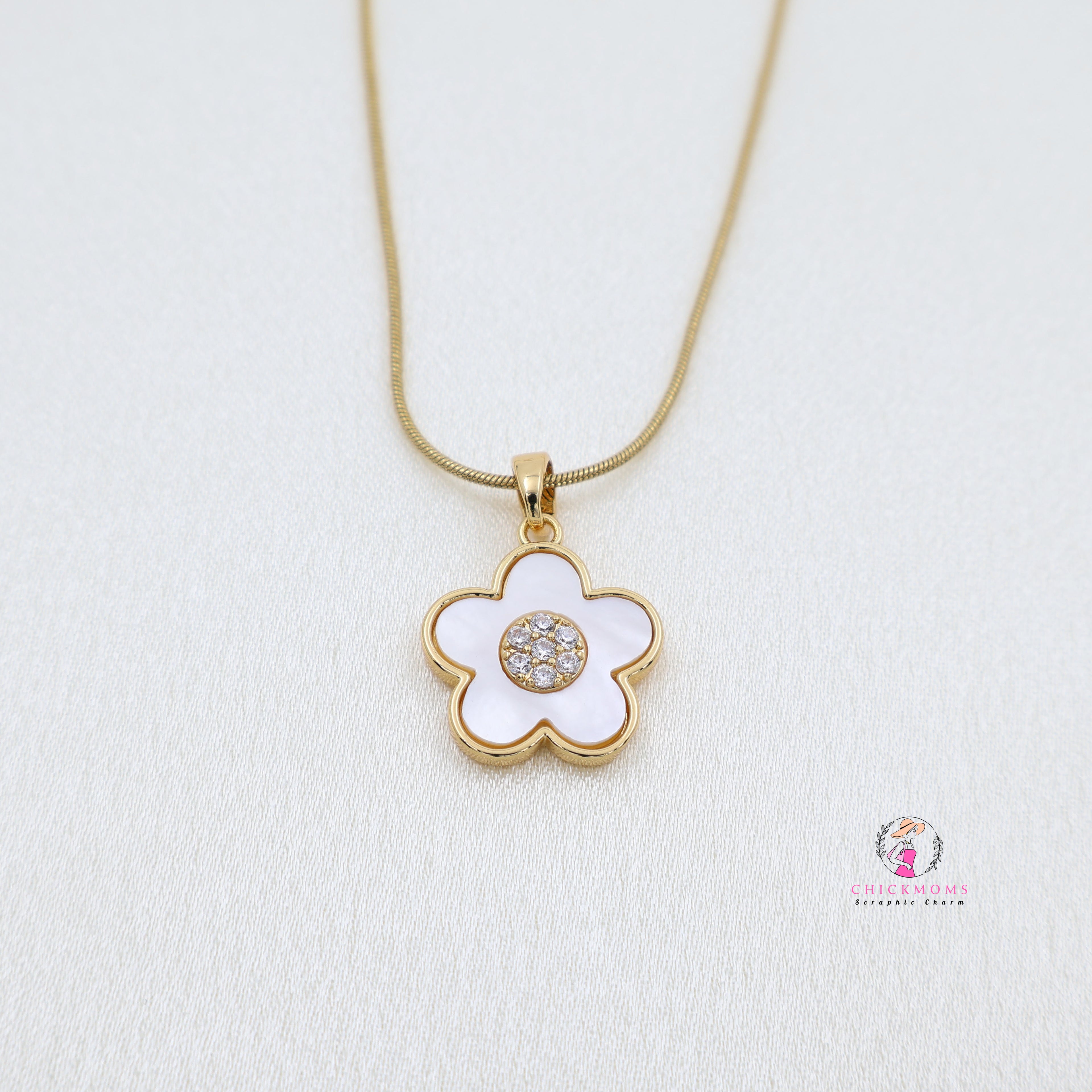 Gold-Plated Flower Pendant Necklace