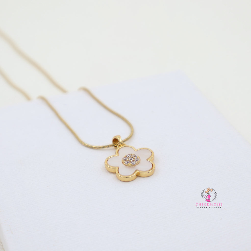 Gold-Plated Flower Pendant Necklace