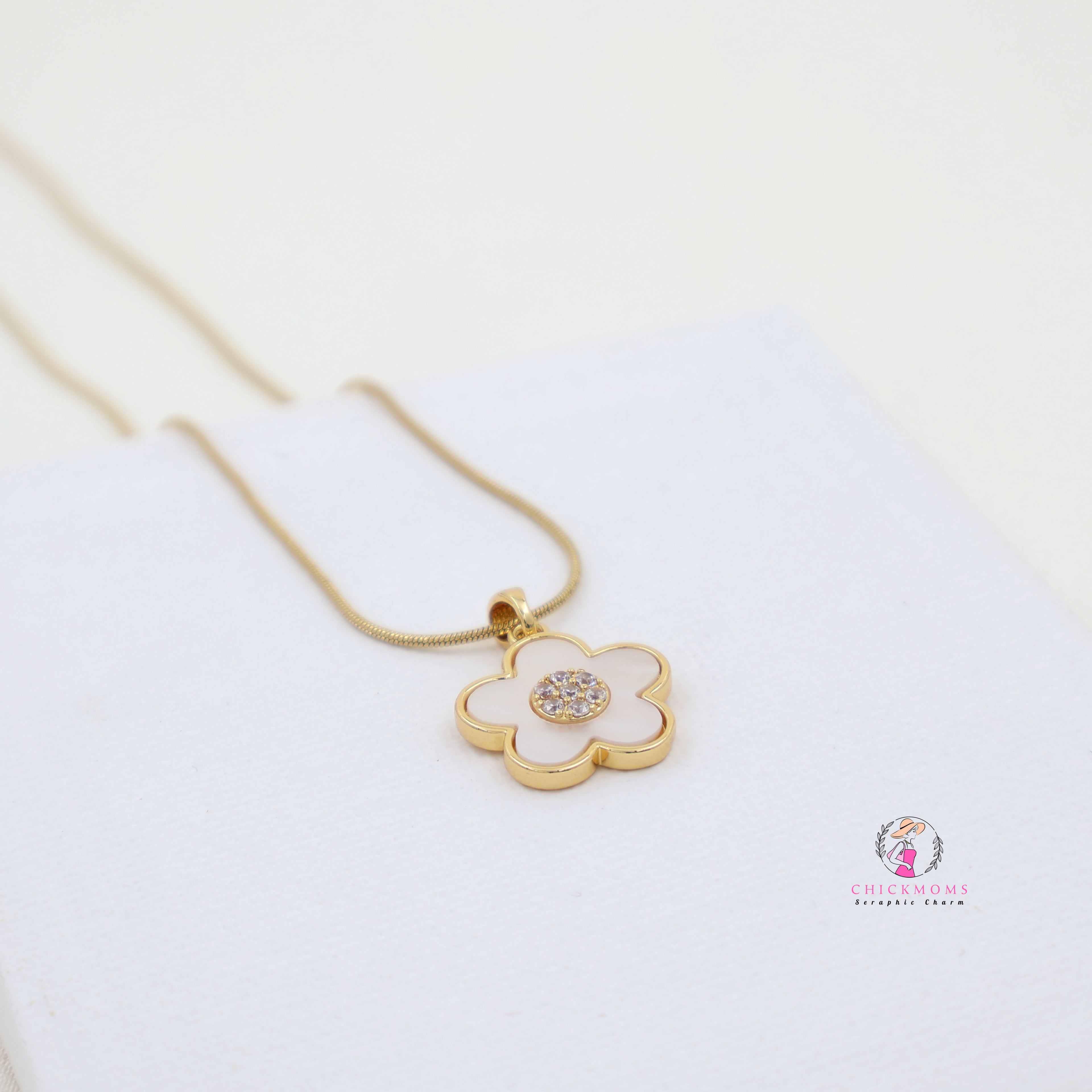 Gold-Plated Flower Pendant Necklace