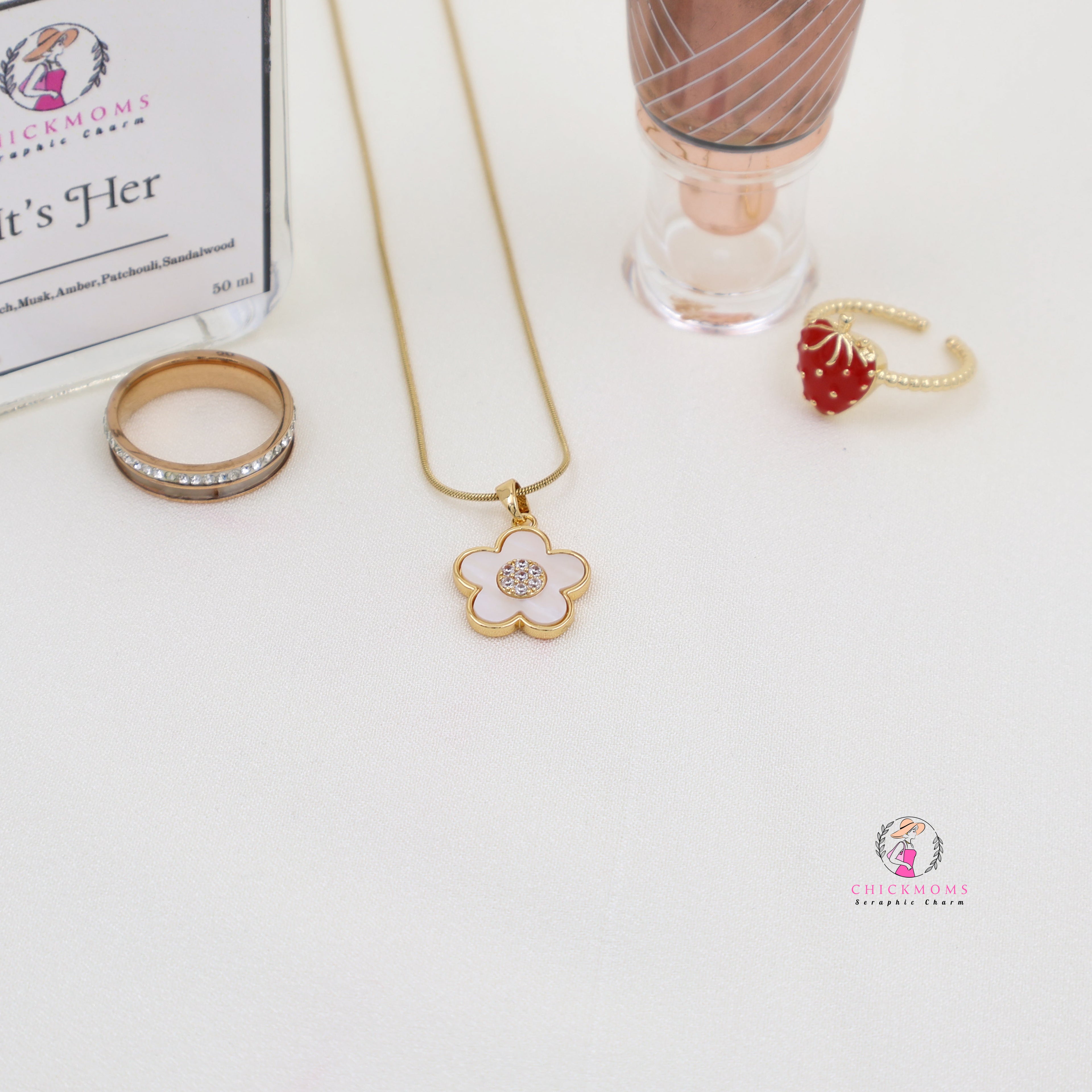 Gold-Plated Flower Pendant Necklace