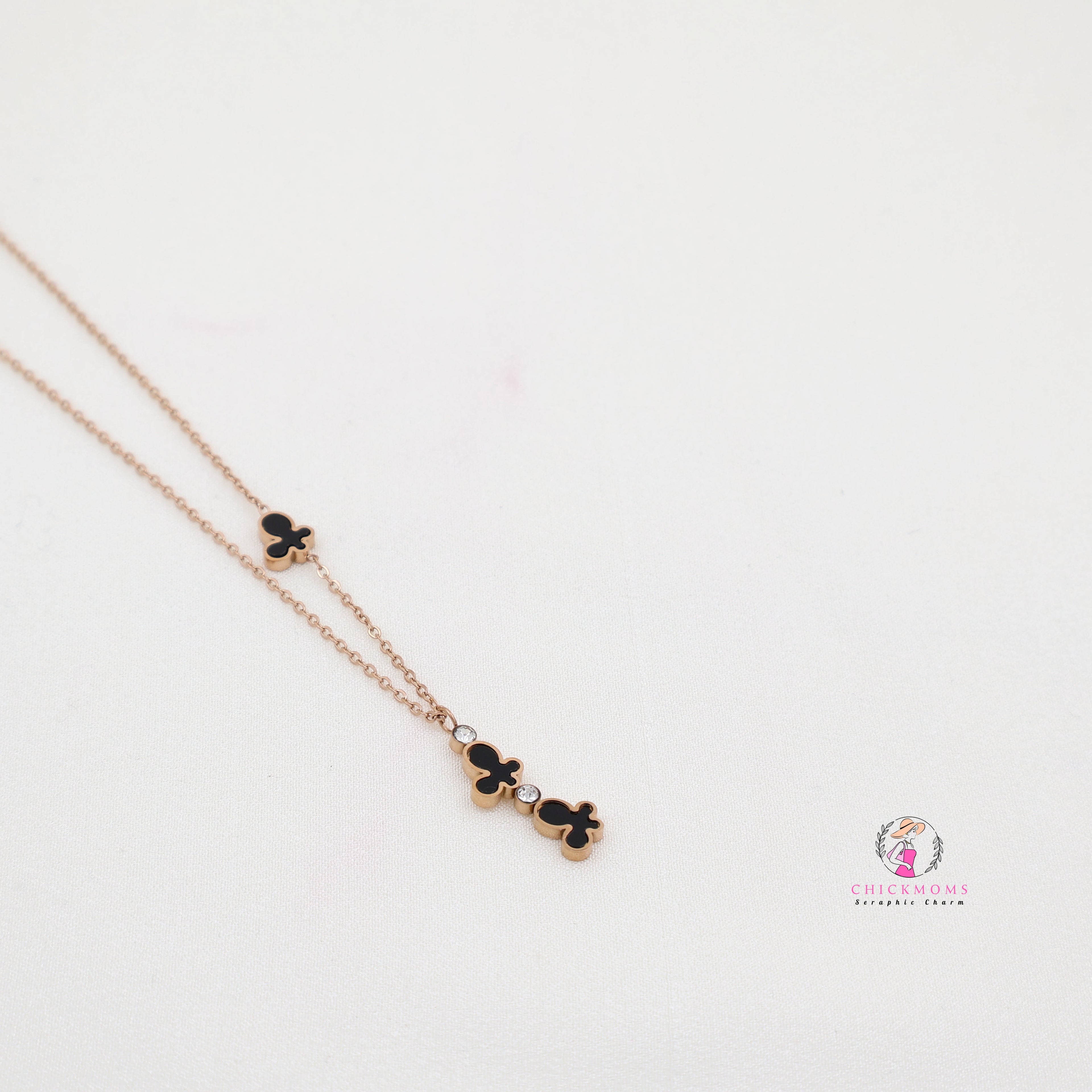 Elegant Black Butterfly Pendant Necklace