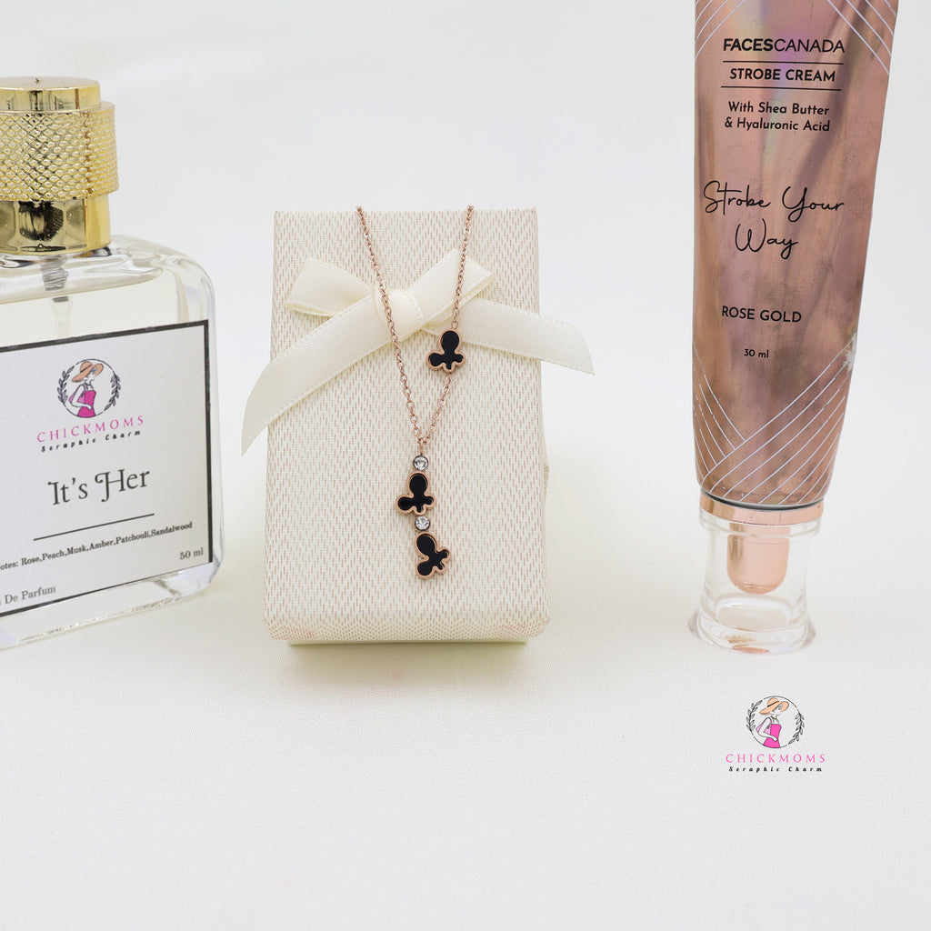 Elegant Black Butterfly Pendant Necklace