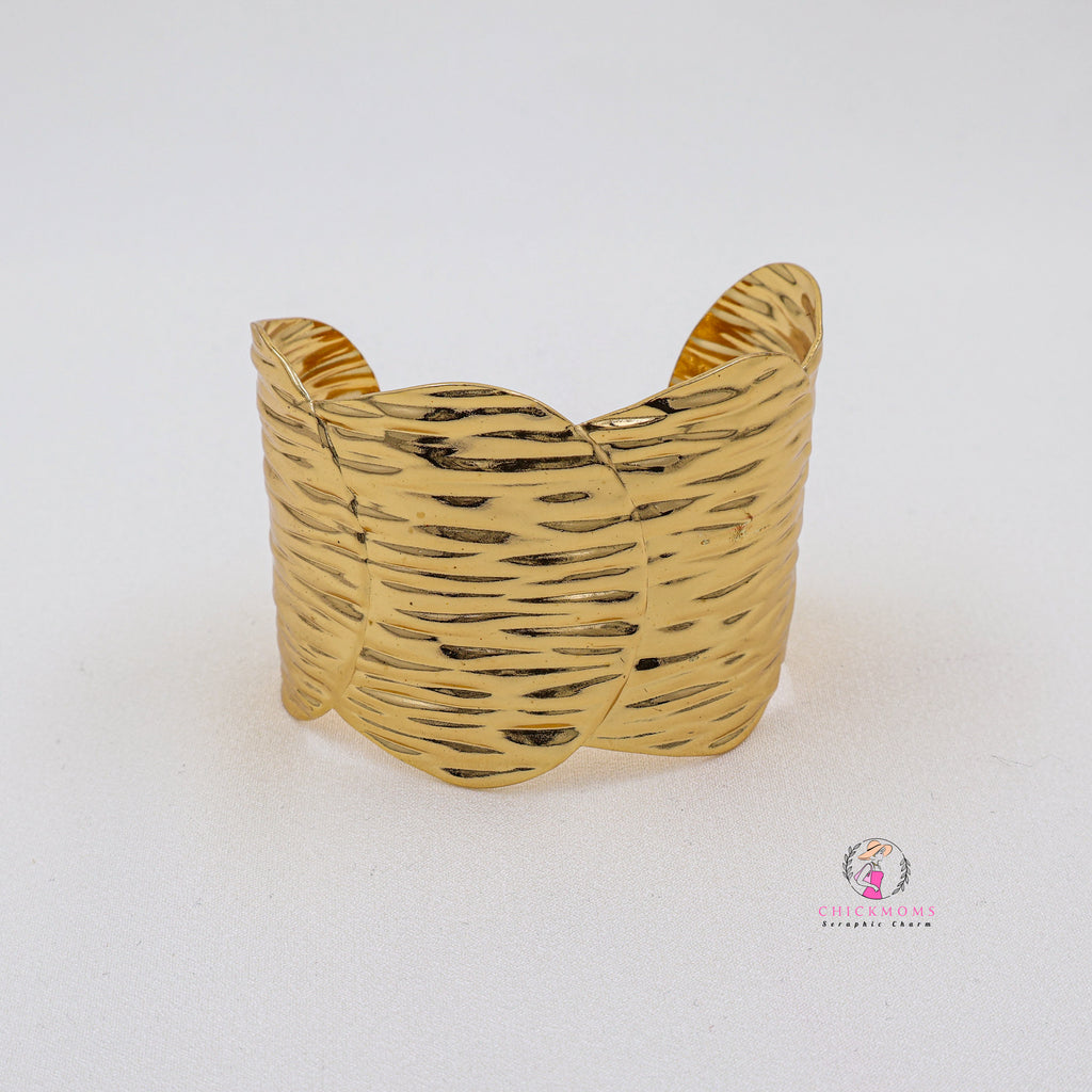 Textured Gold Plated Cuff Bangles