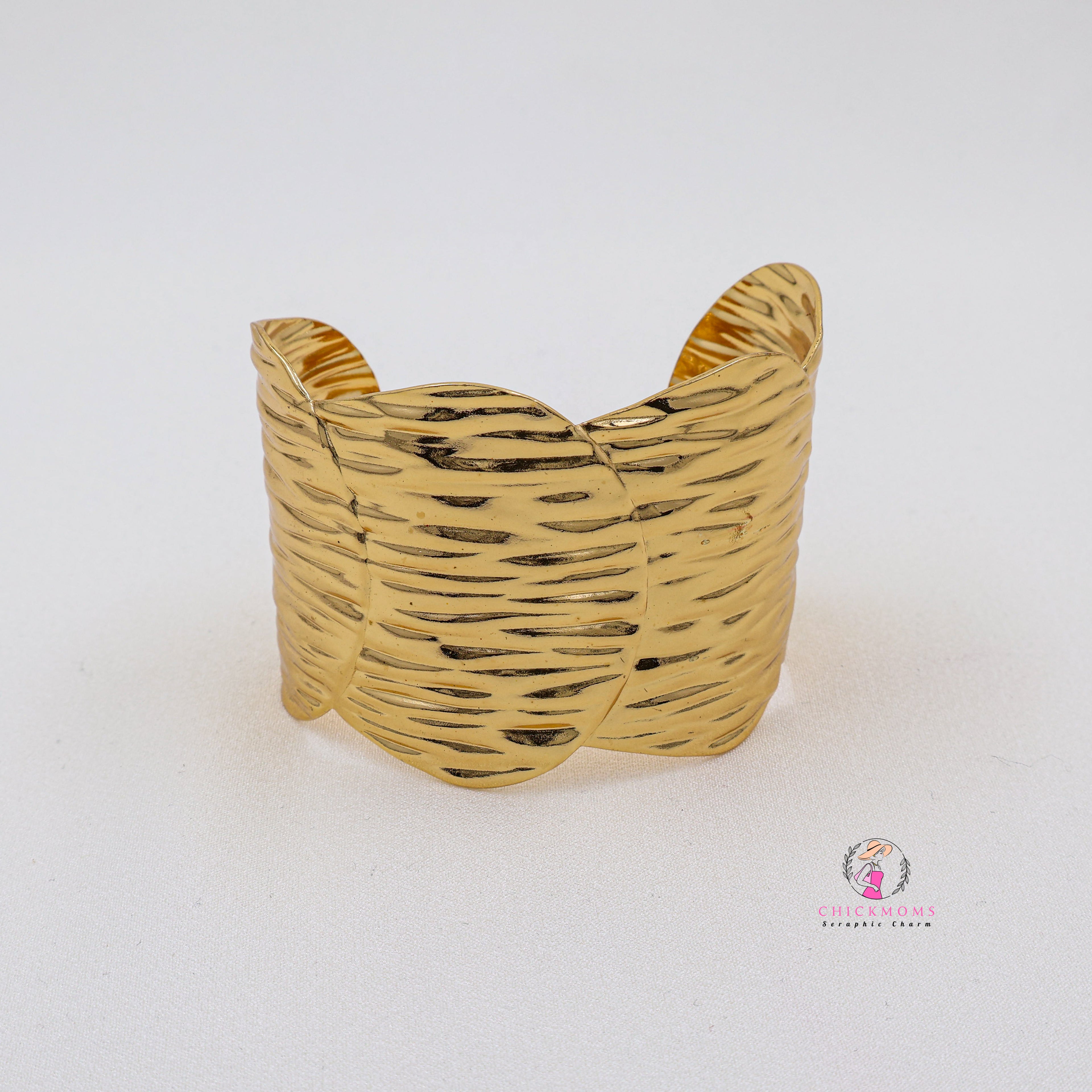Textured Gold Plated Cuff Bangles