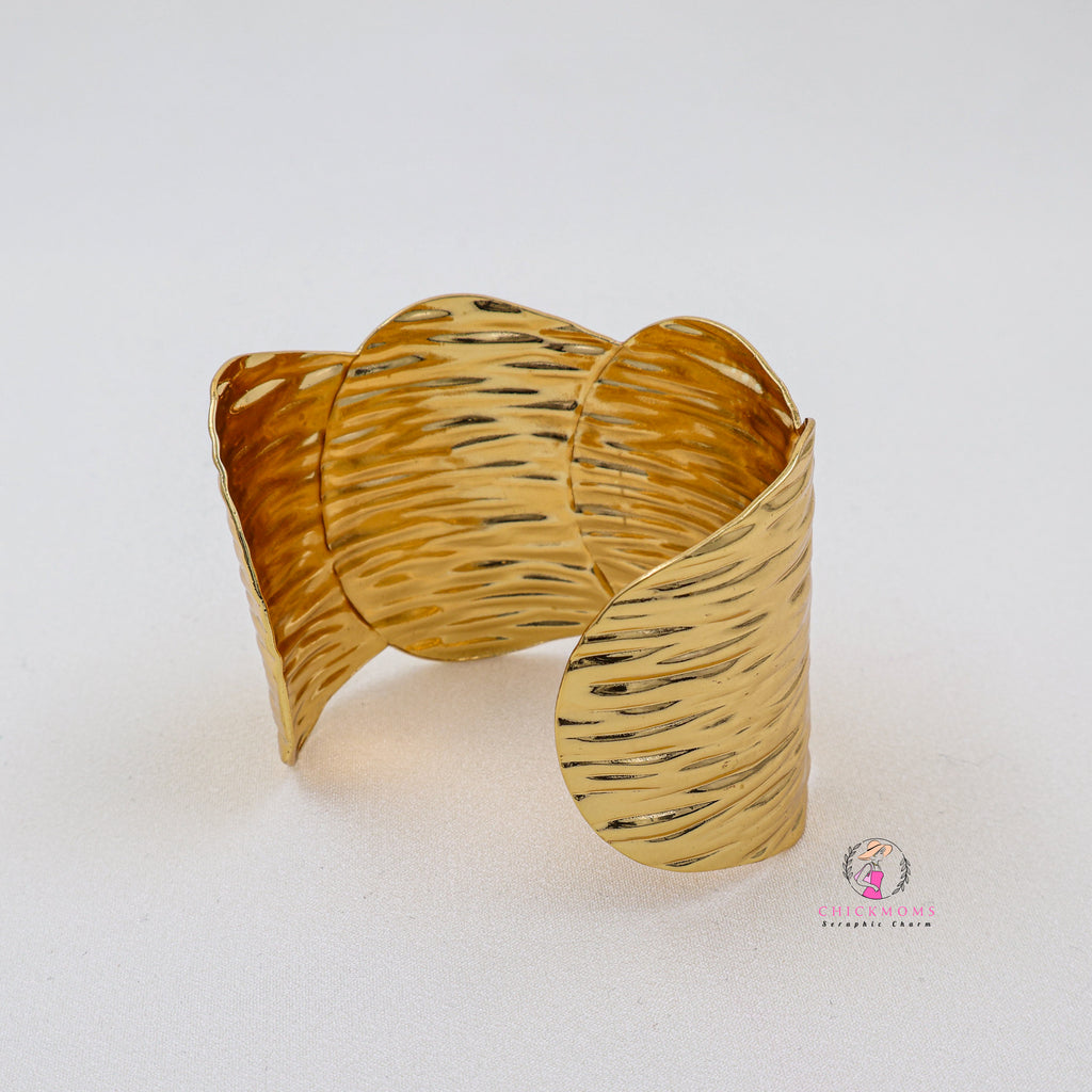 Textured Gold Plated Cuff Bangles