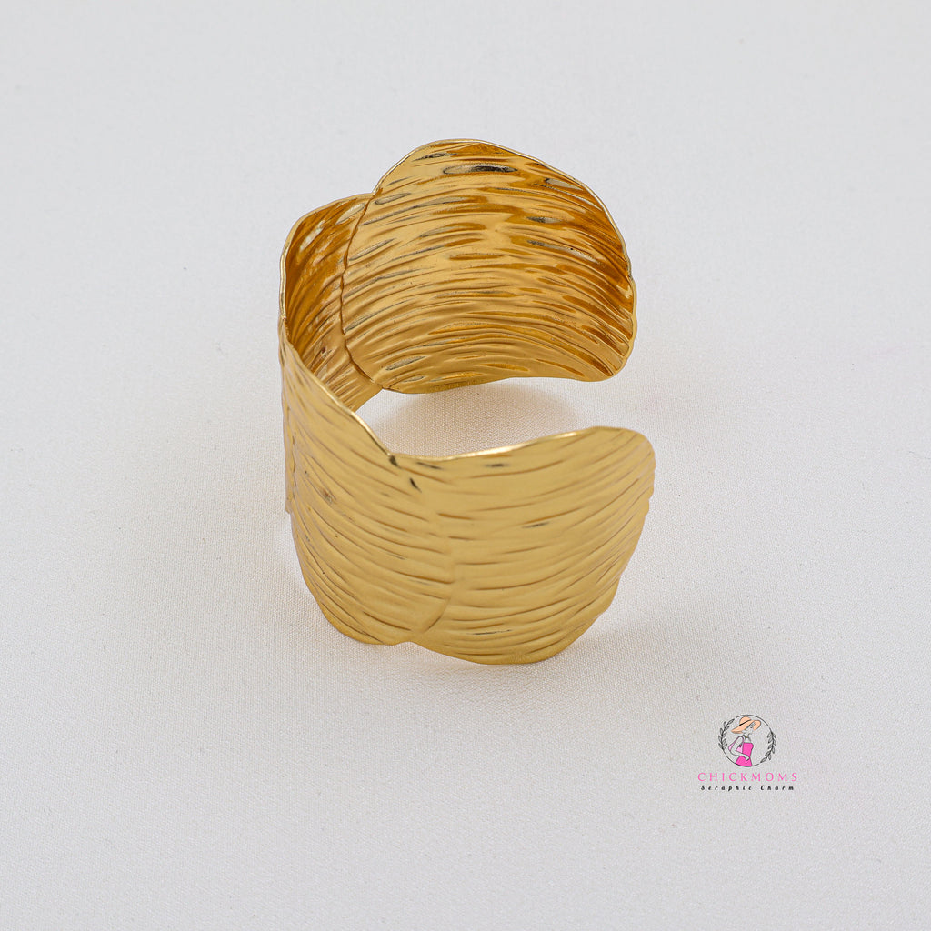 Textured Gold Plated Cuff Bangles
