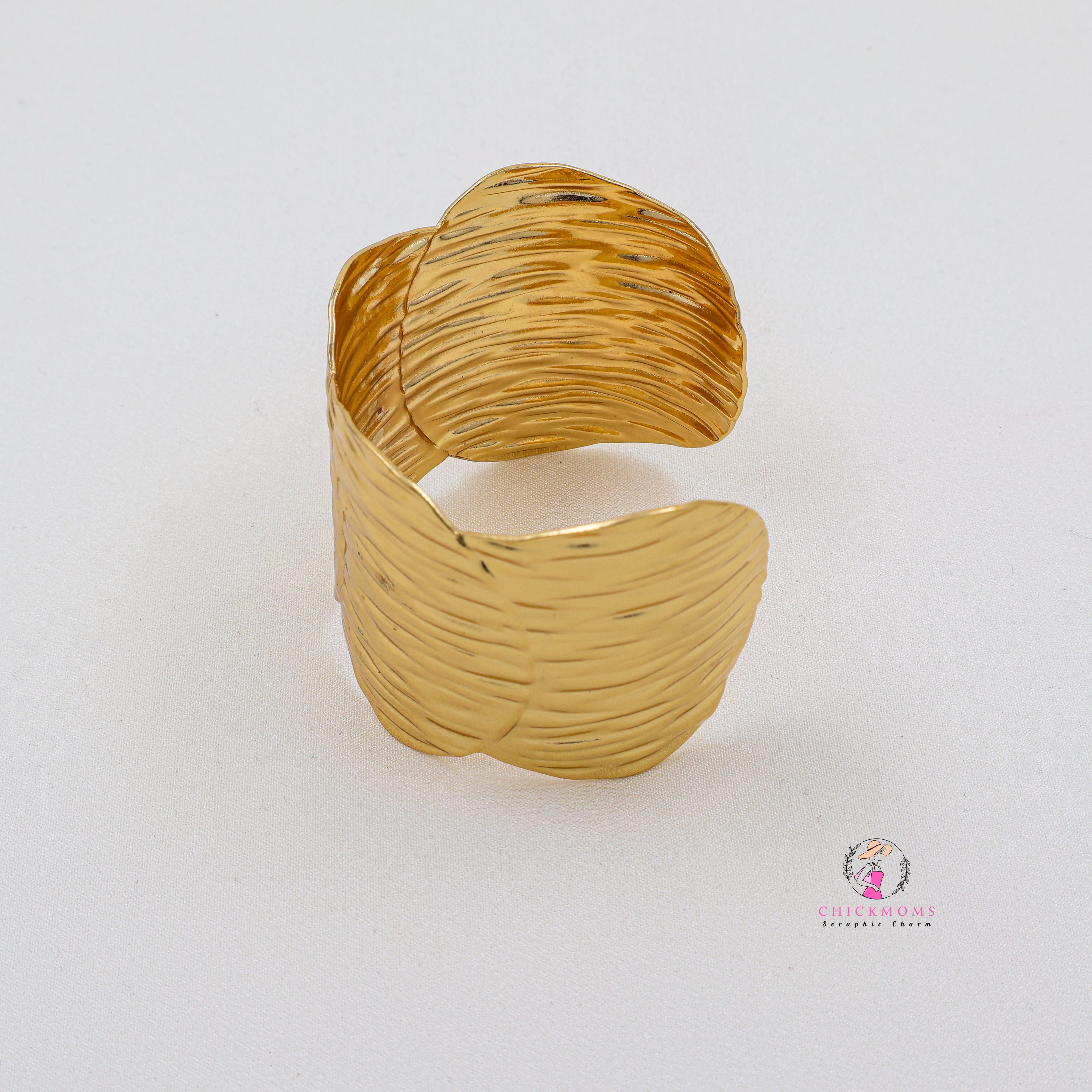Textured Gold Plated Cuff Bangles