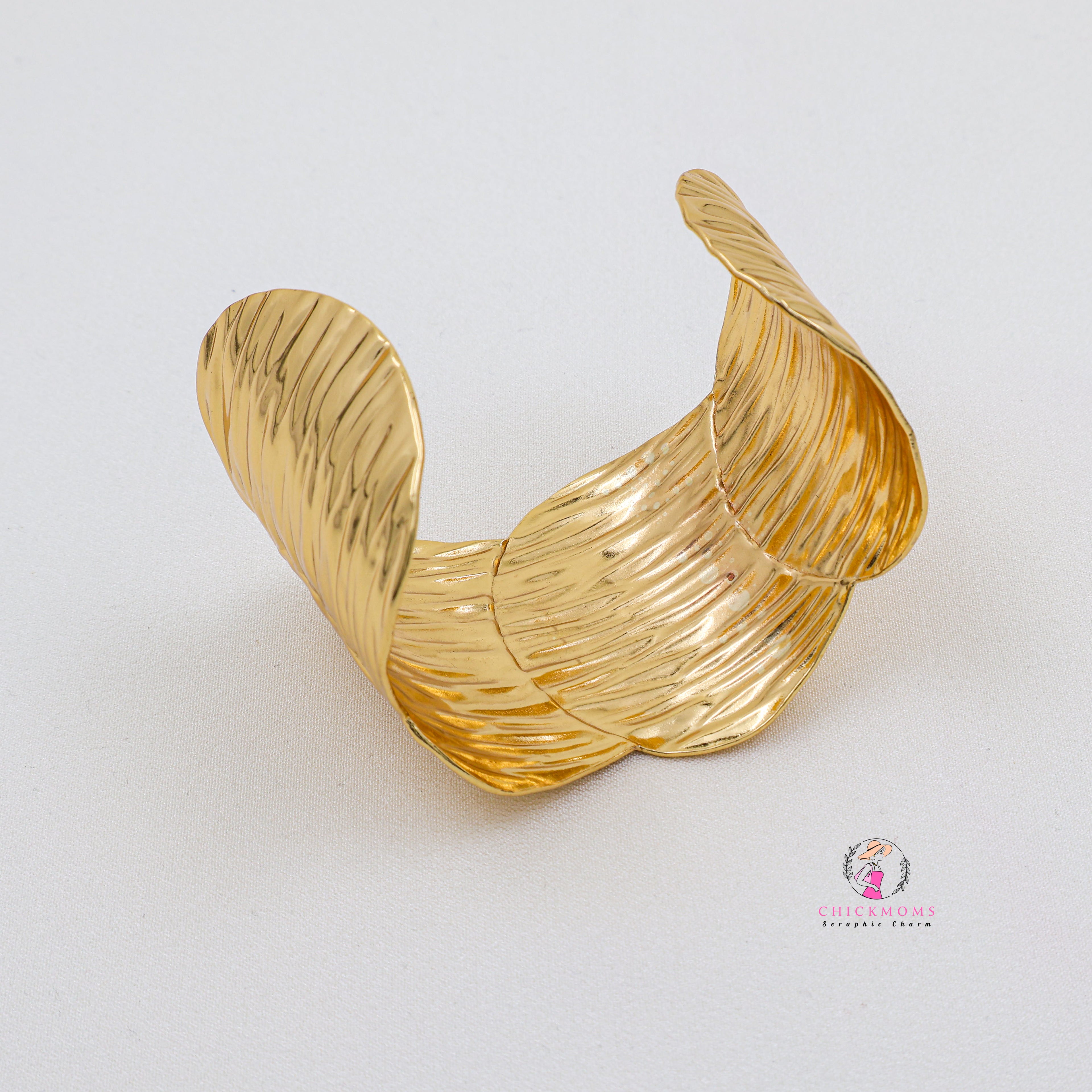 Textured Gold Plated Cuff Bangles
