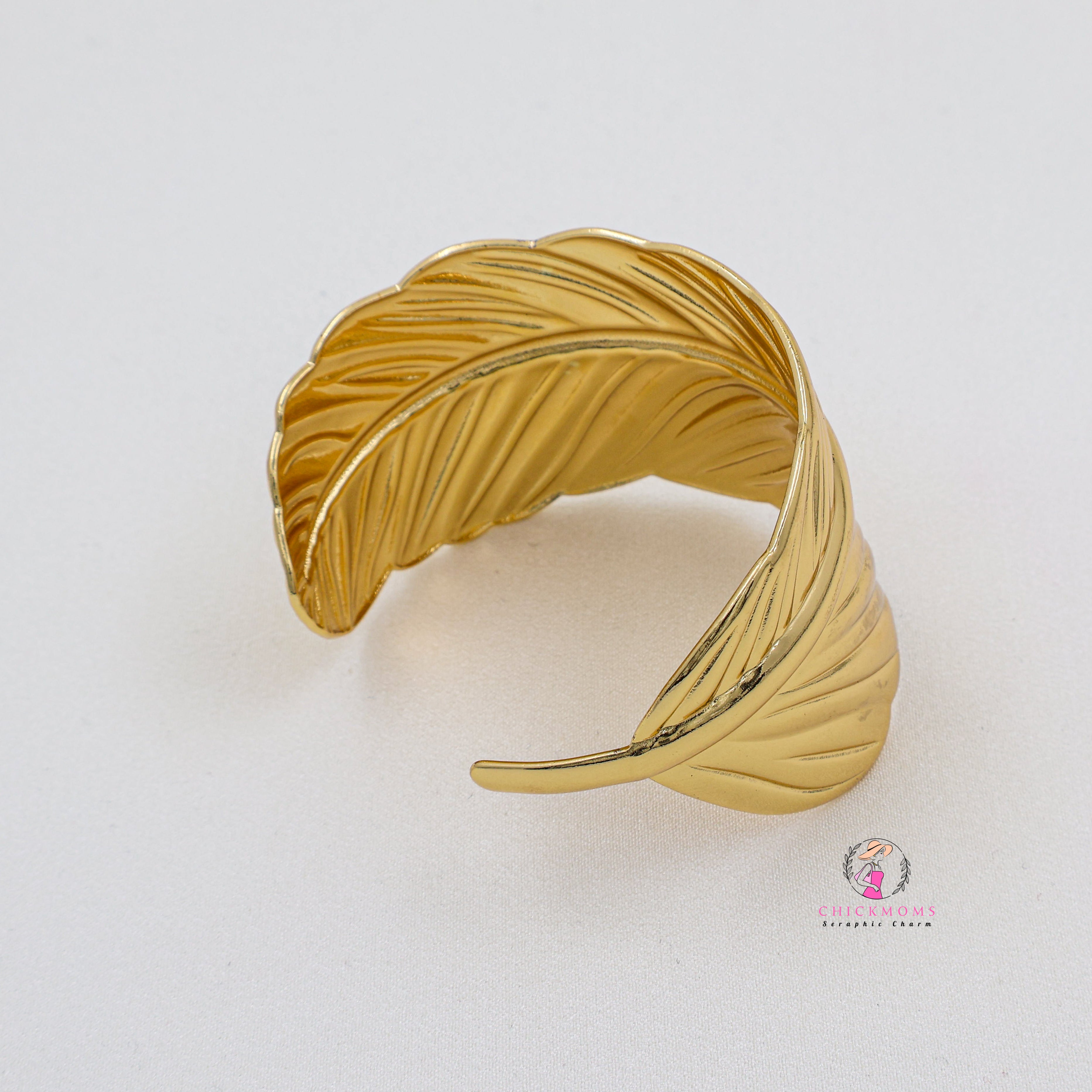 Gold Leaf Statement Cuff Bangle
