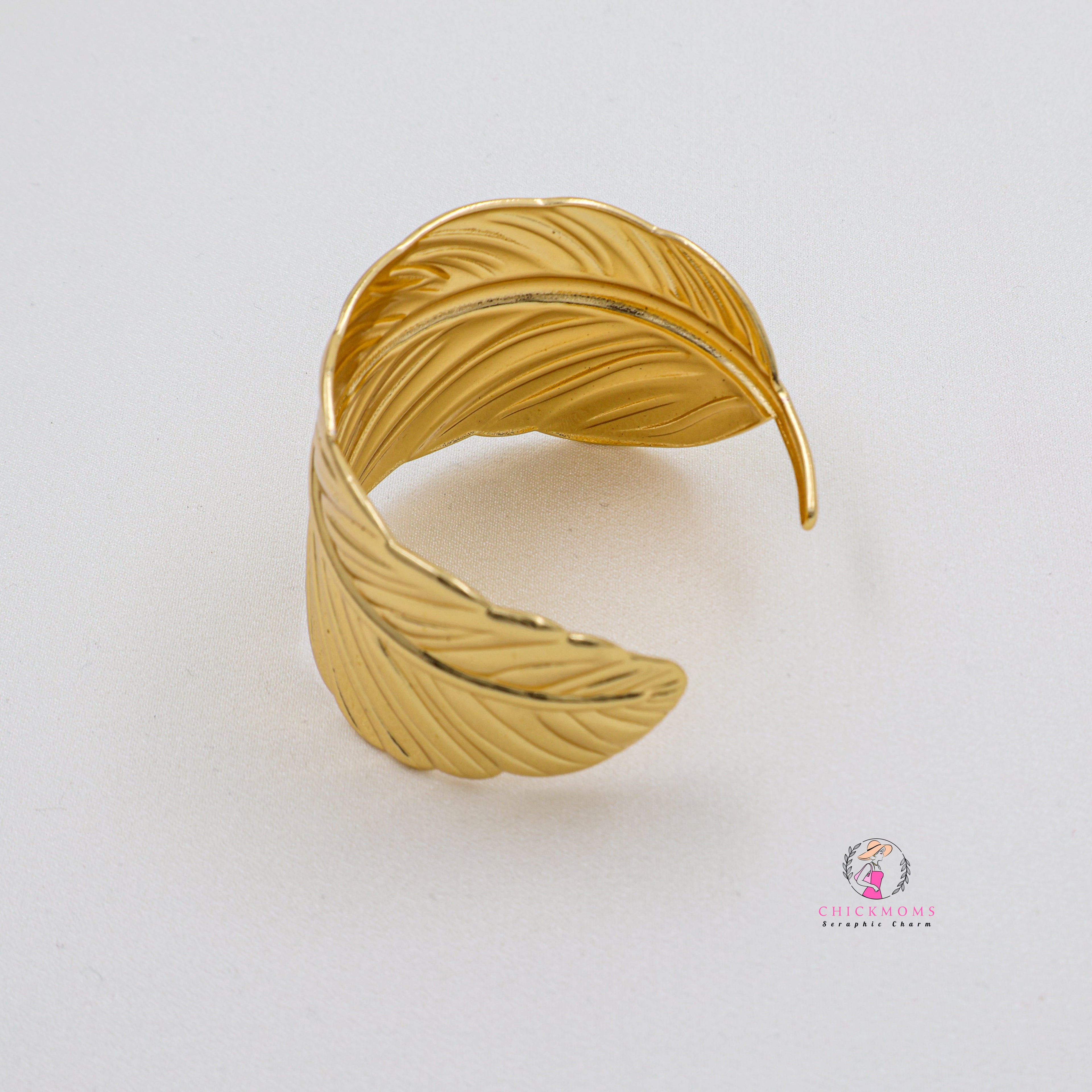 Gold Leaf Statement Cuff Bangle