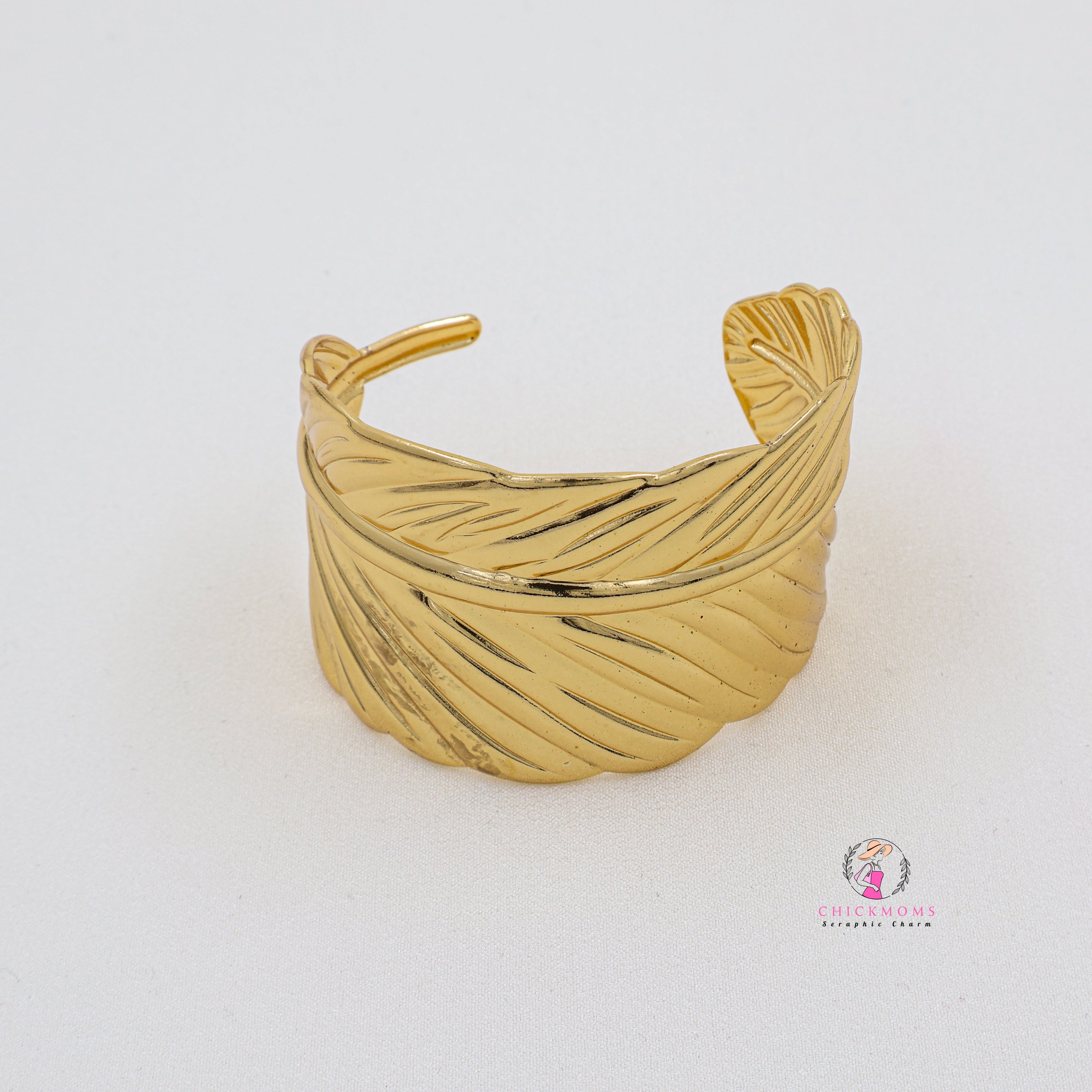 Gold Leaf Statement Cuff Bangle