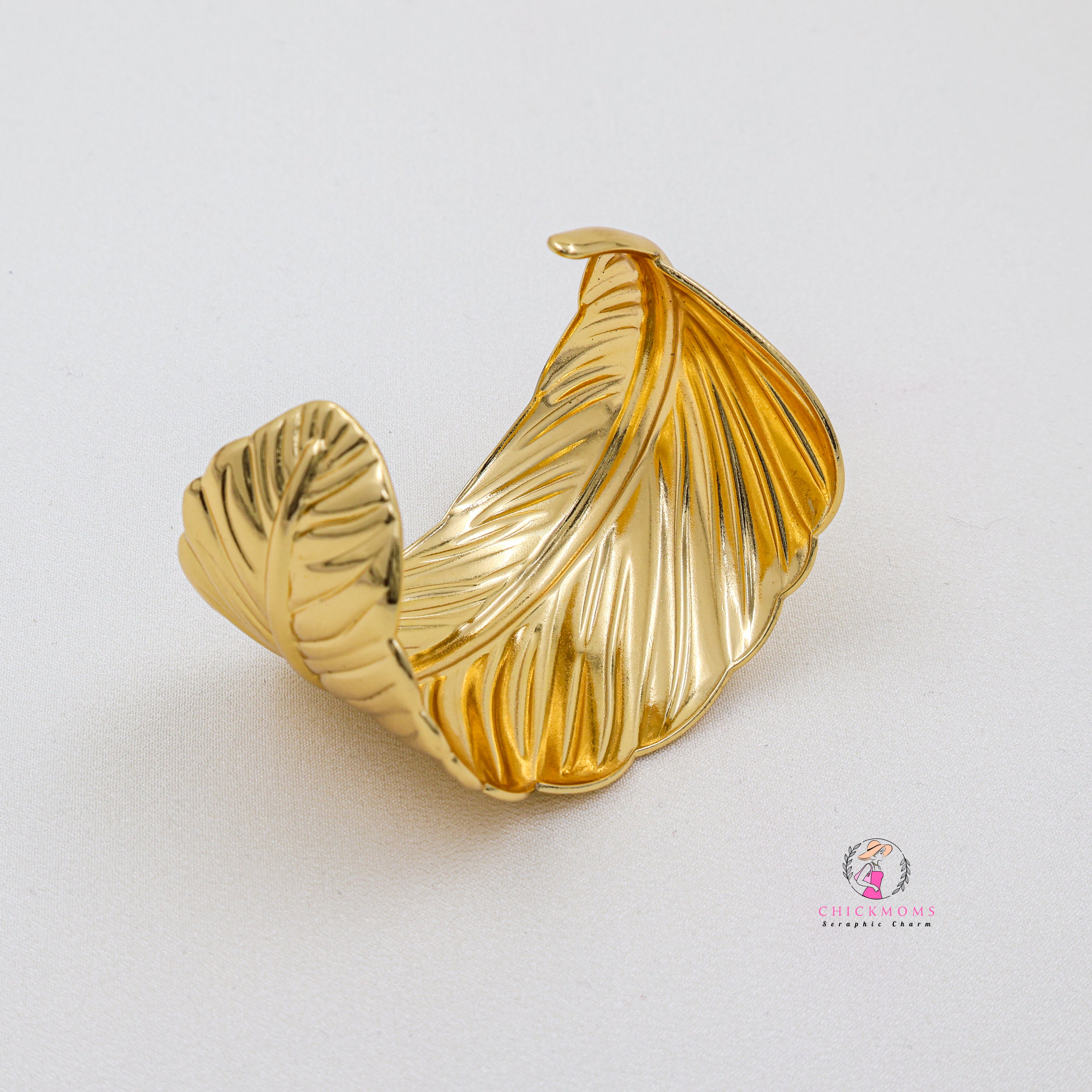 Gold Leaf Statement Cuff Bangle