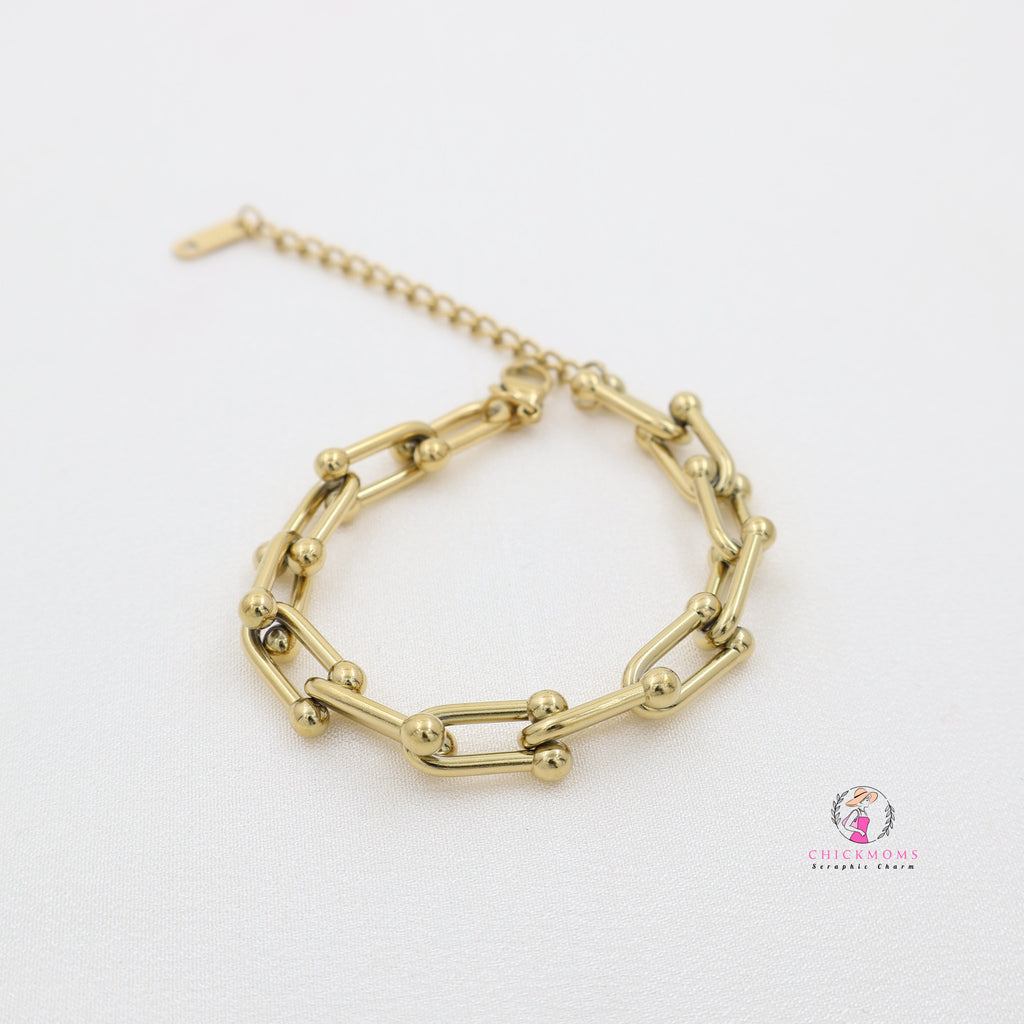 Gold Beaded Link Bracelet