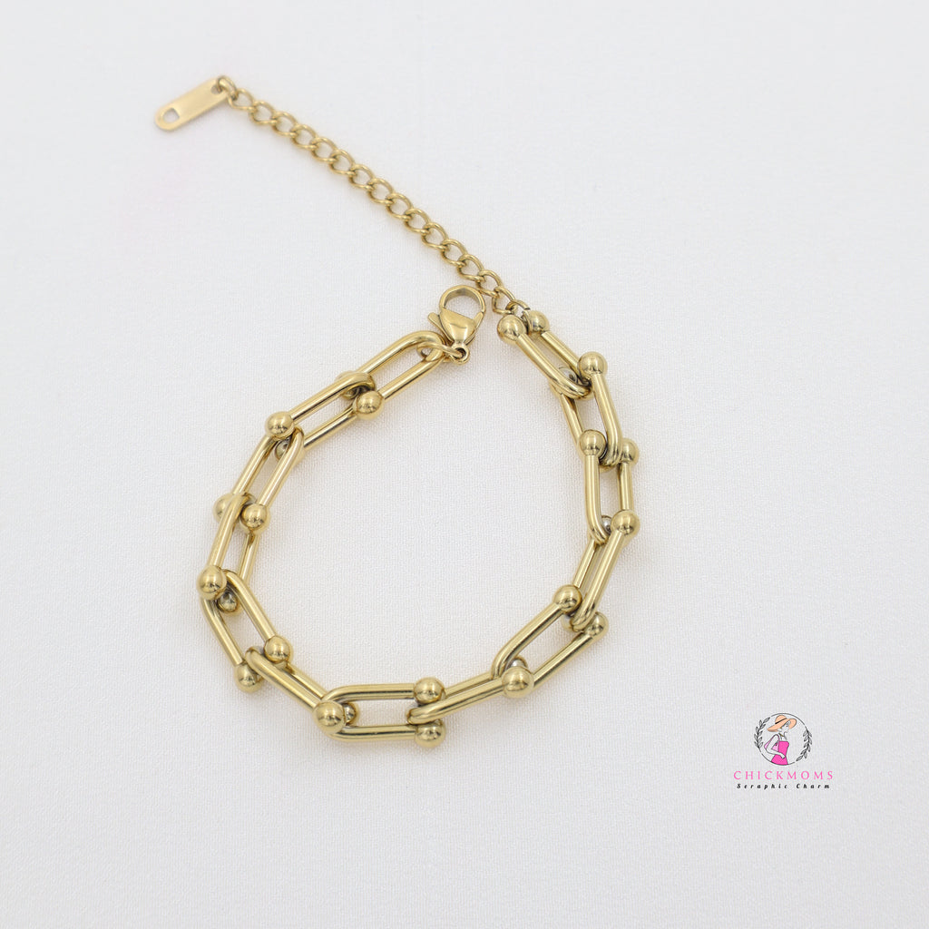 Gold Beaded Link Bracelet