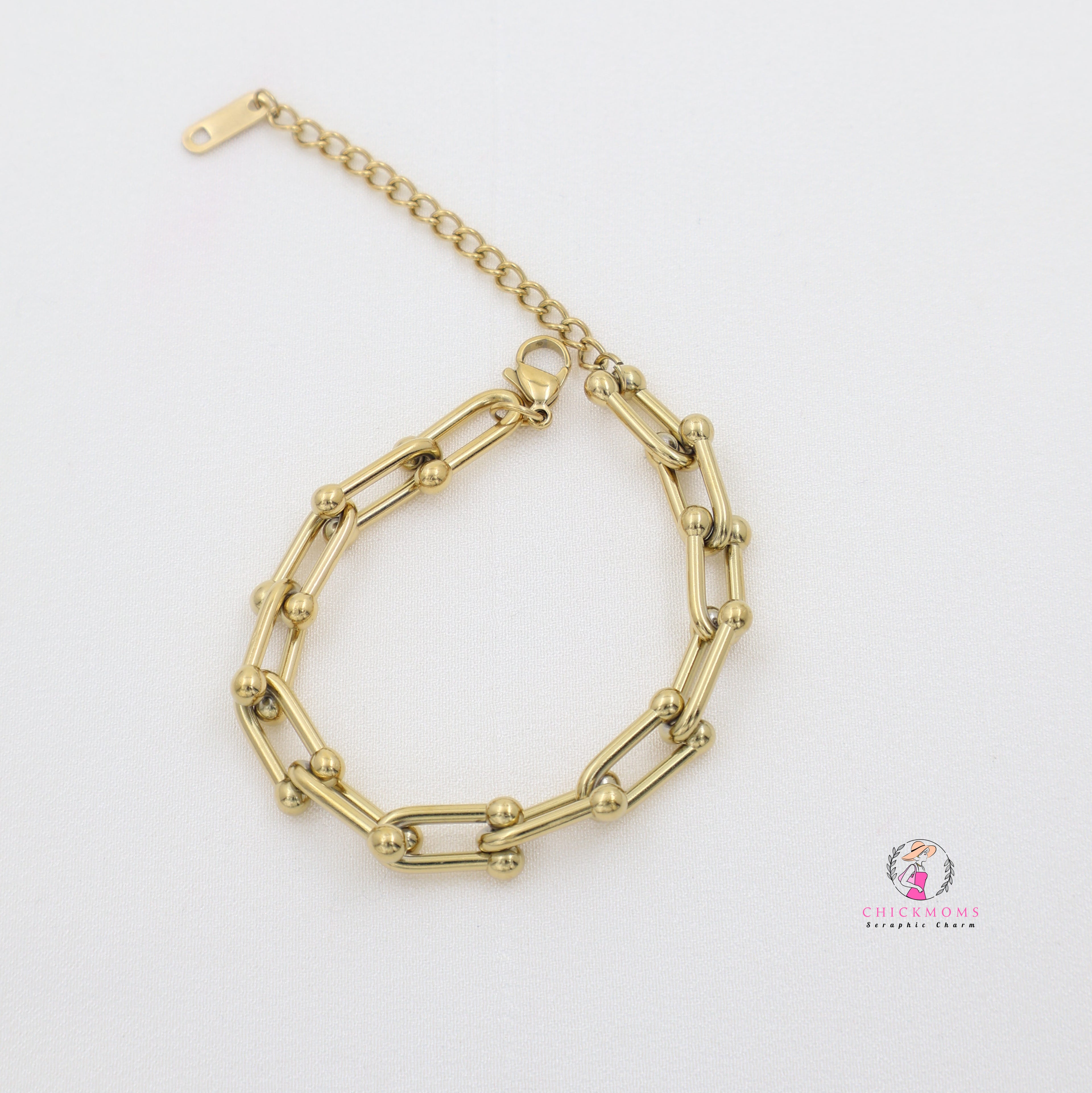 Gold Beaded Link Bracelet