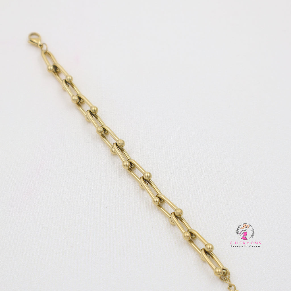 Gold Beaded Link Bracelet