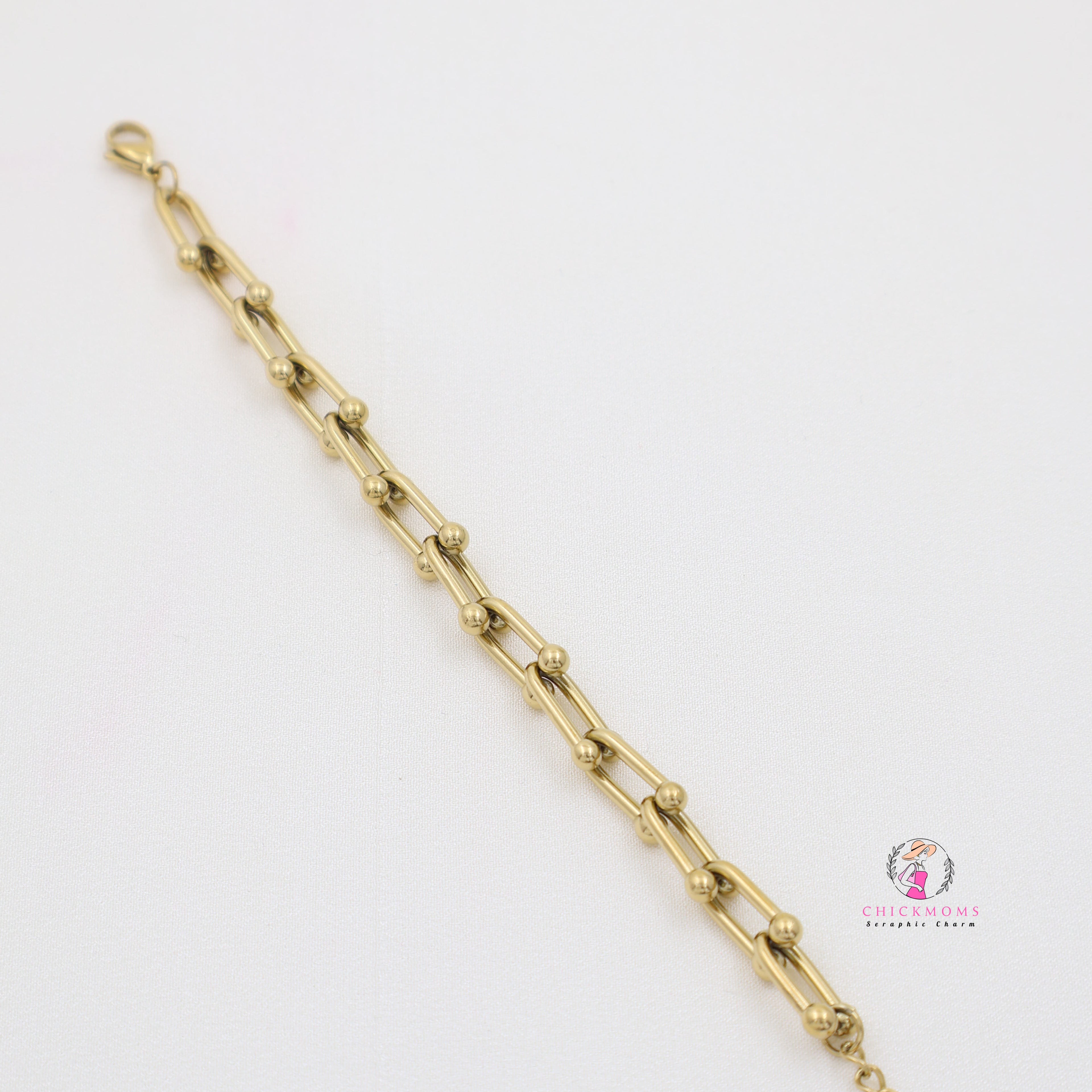 Gold Beaded Link Bracelet