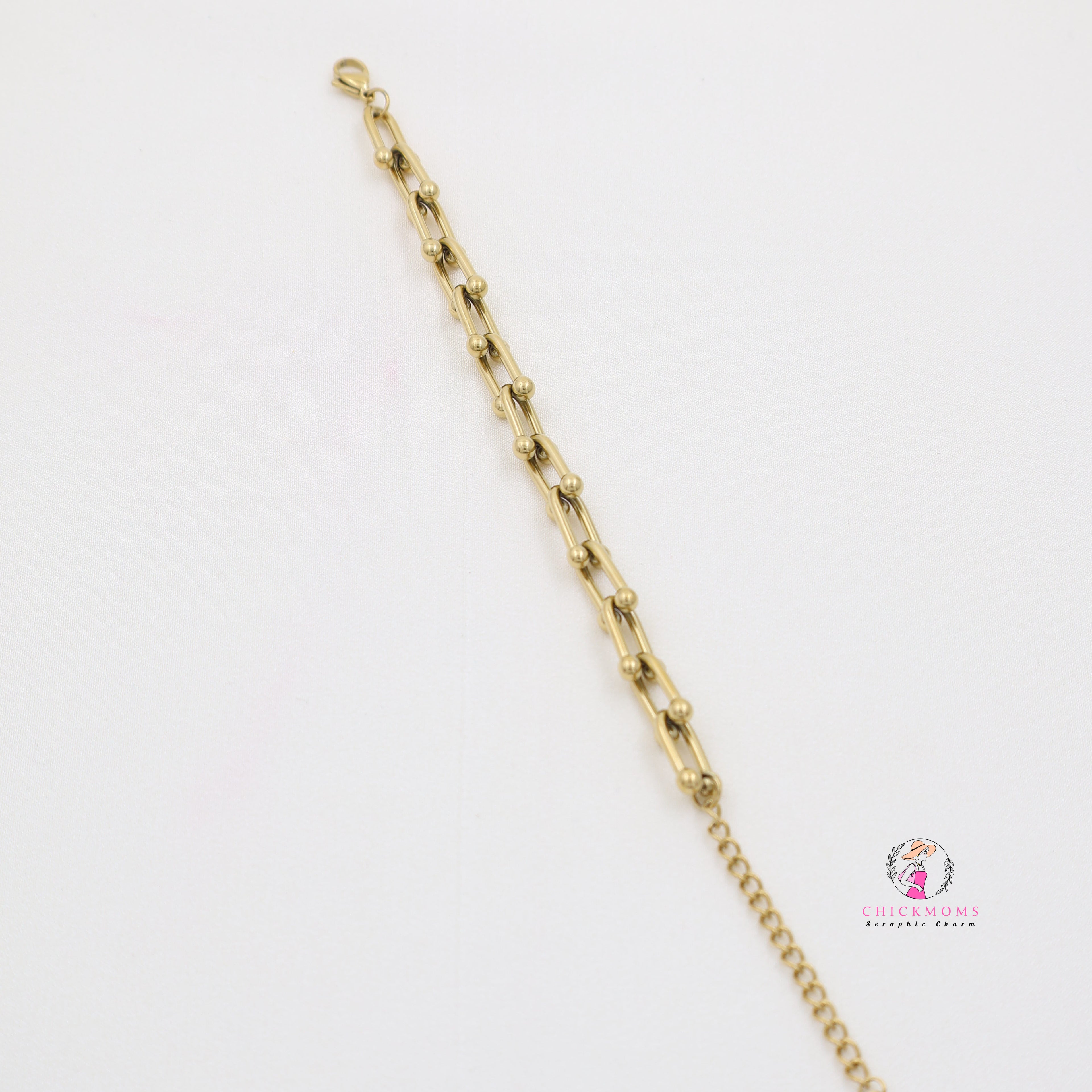 Gold Beaded Link Bracelet
