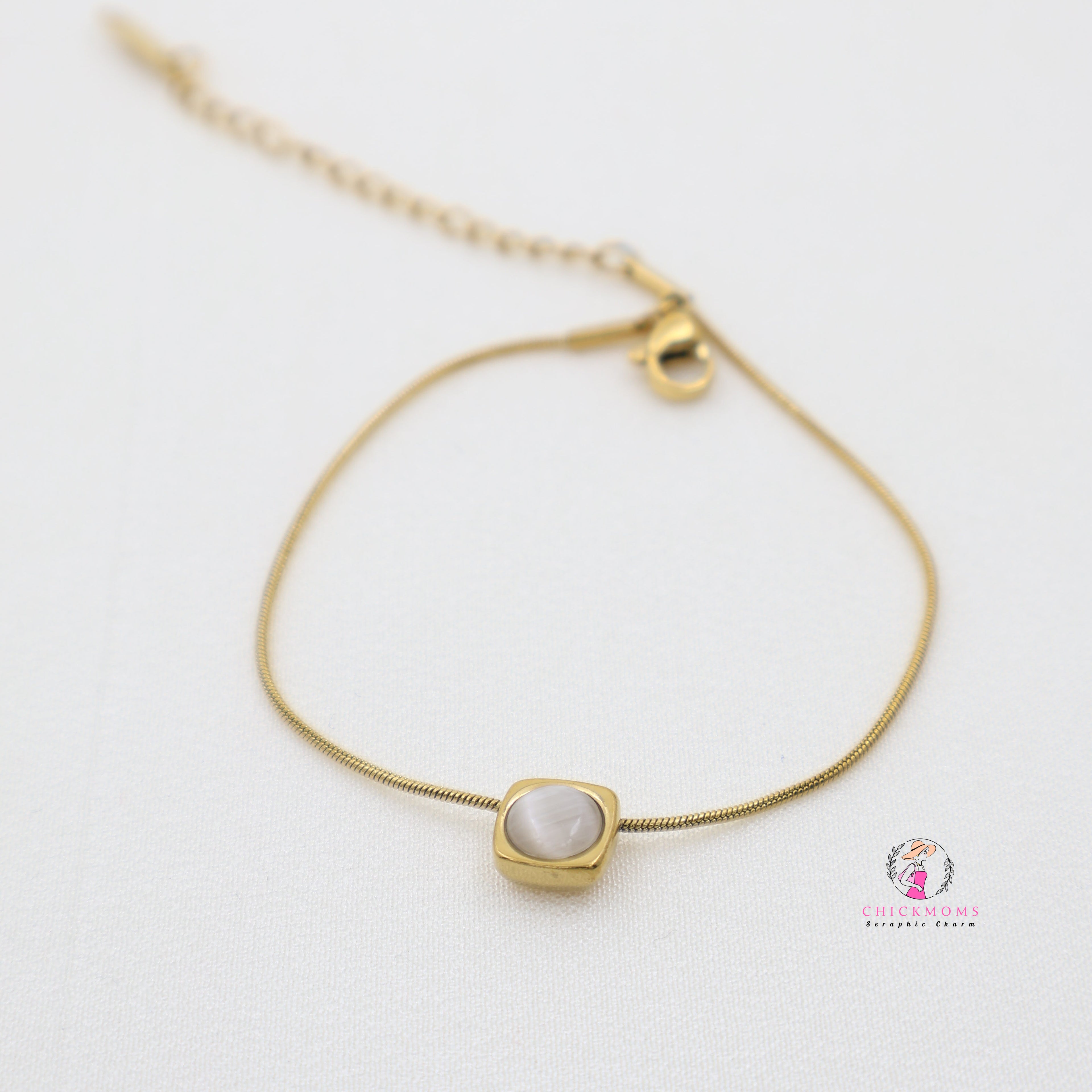 Square Charm Gold Toned Bracelet