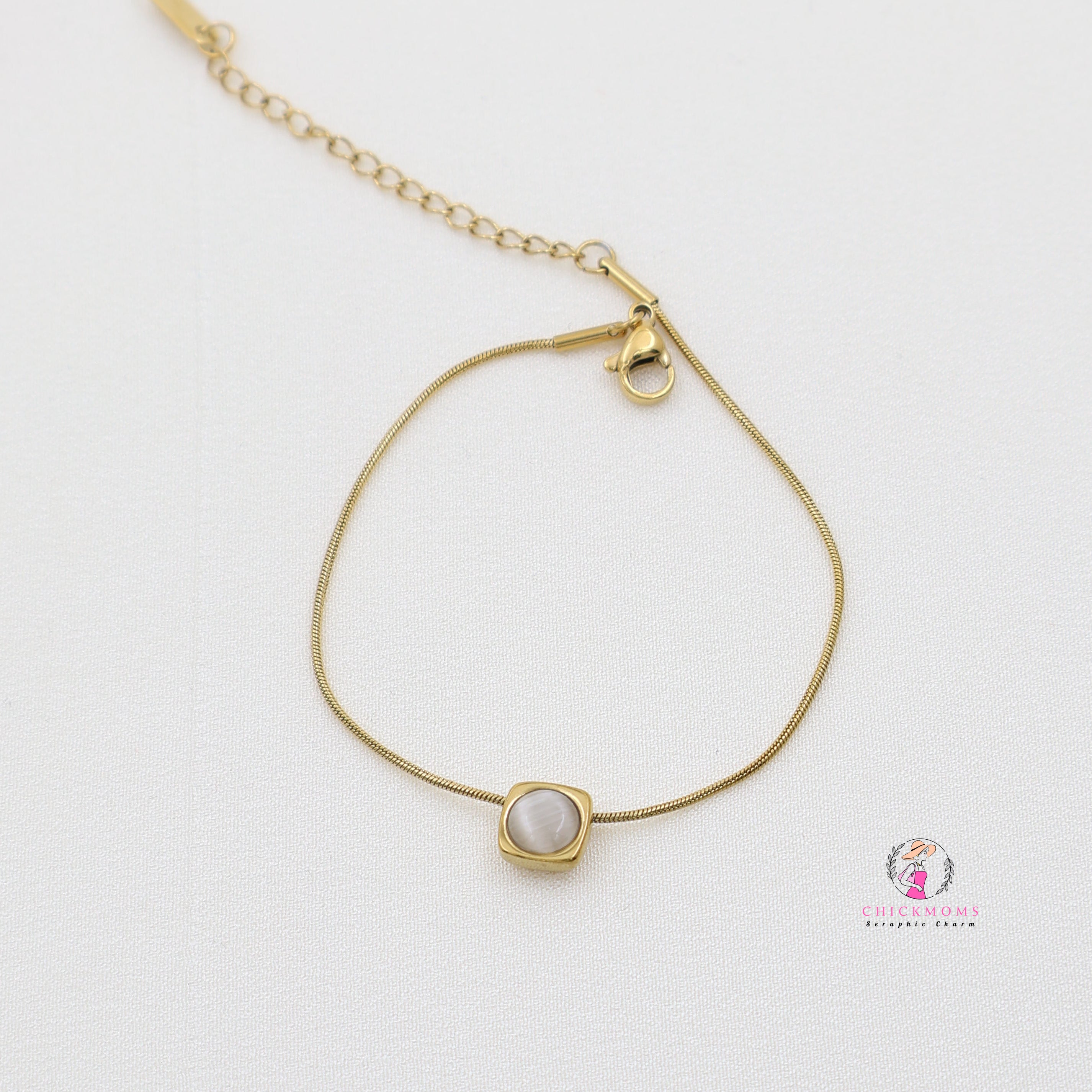 Square Charm Gold Toned Bracelet