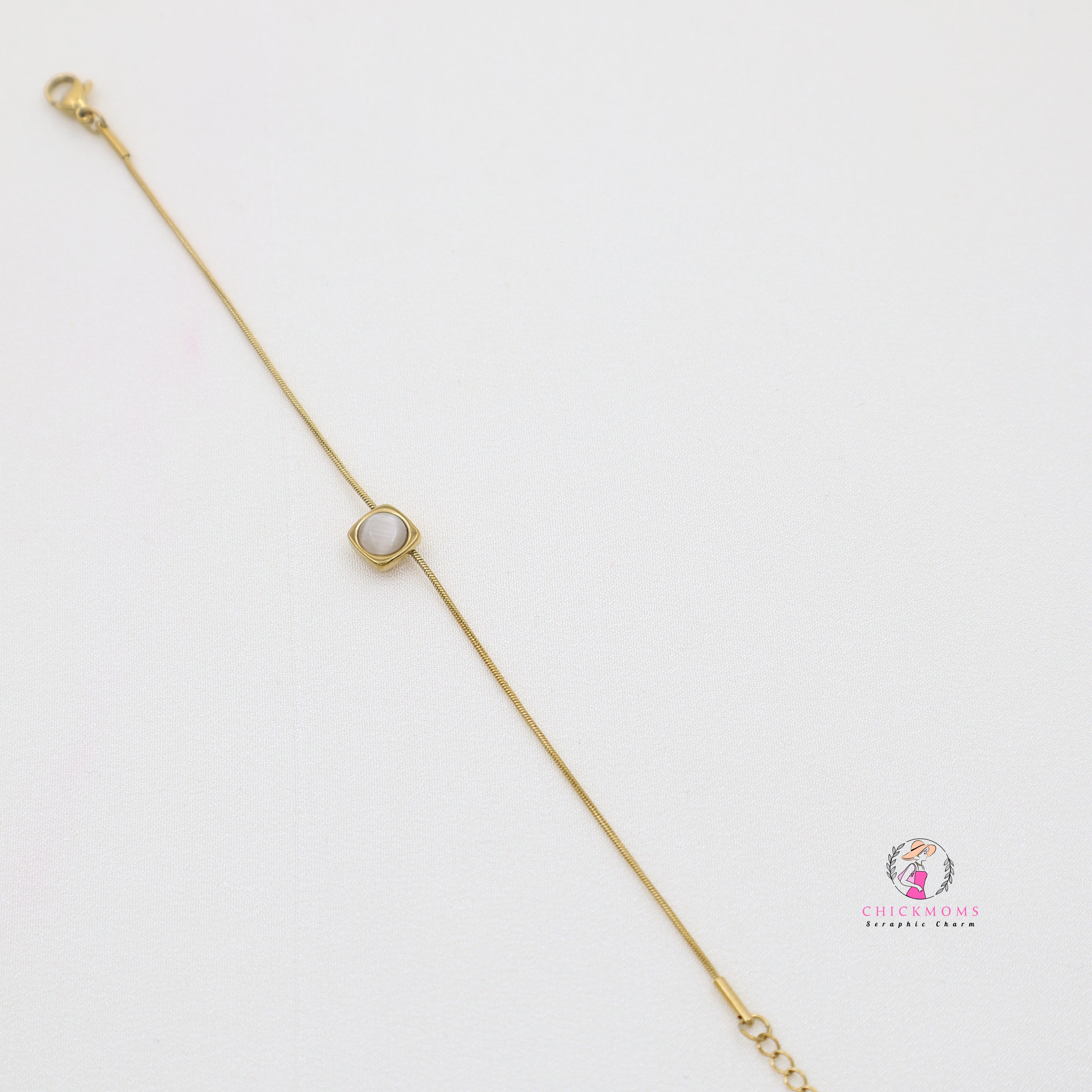 Square Charm Gold Toned Bracelet