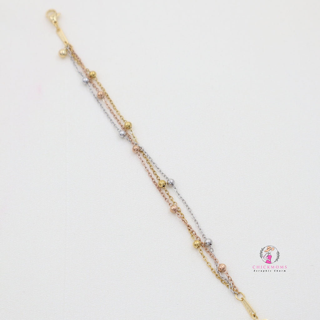 Elegant Multi Layer Triple-Tone Bracelet