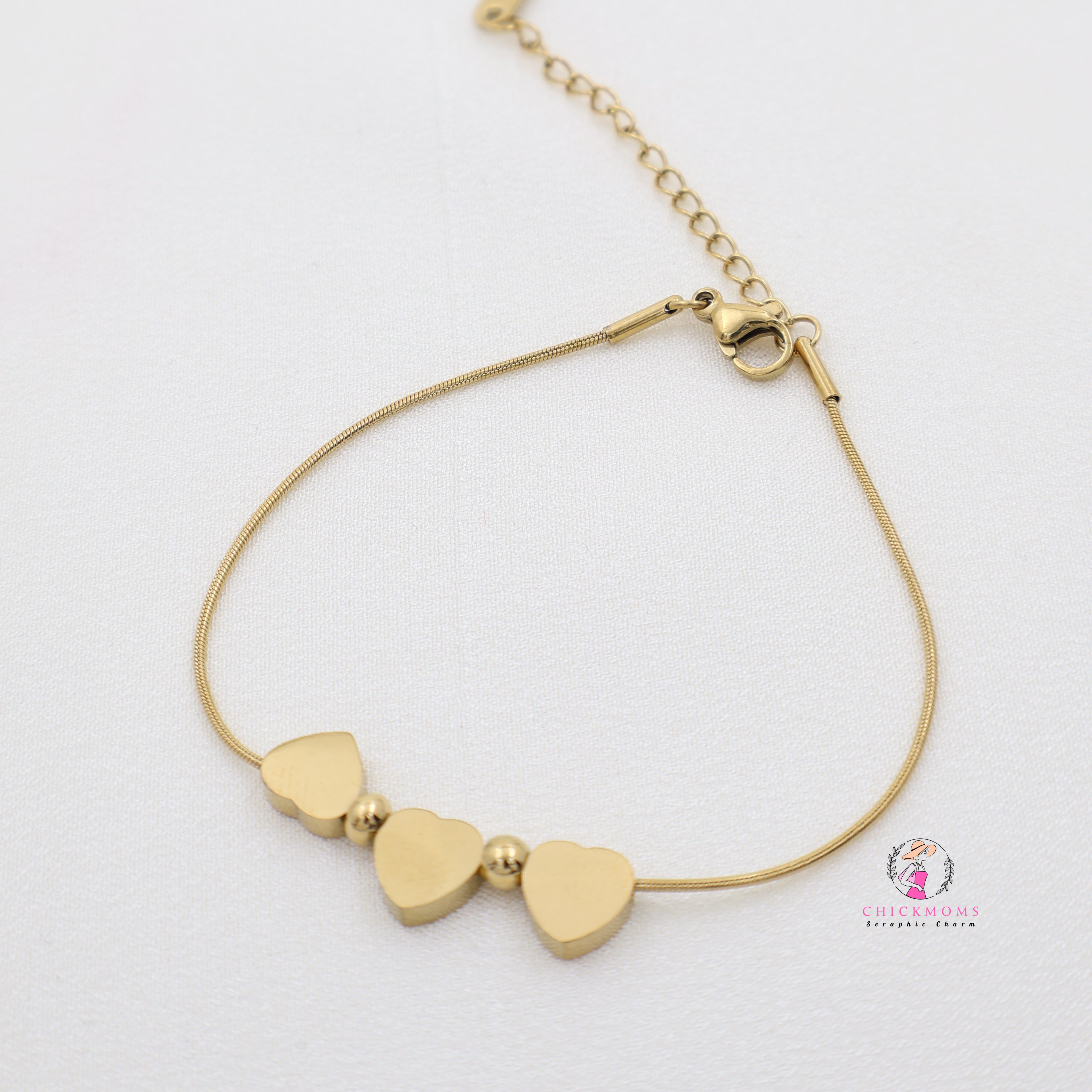 Gold Heart Charm Bracelet