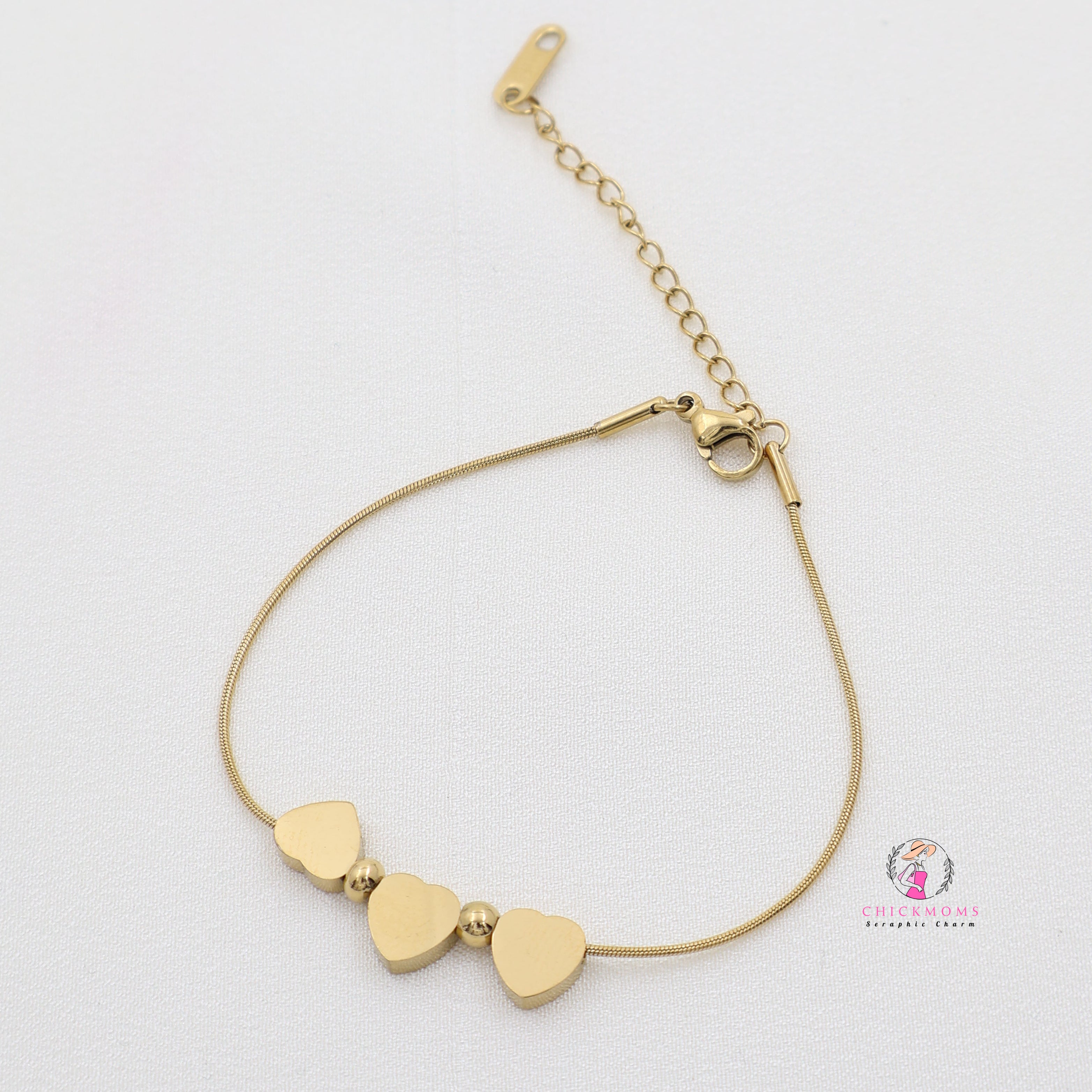Gold Heart Charm Bracelet