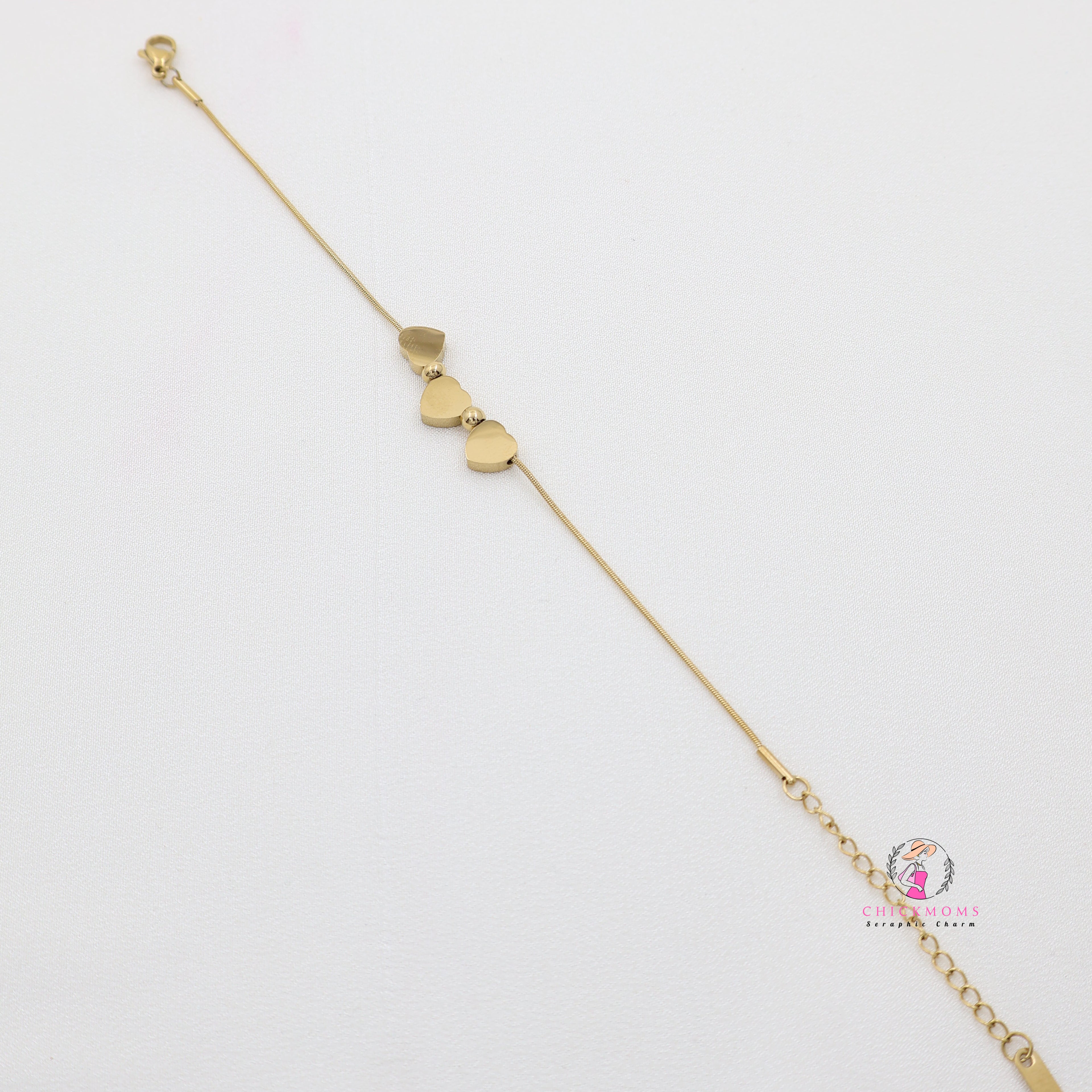 Gold Heart Charm Bracelet