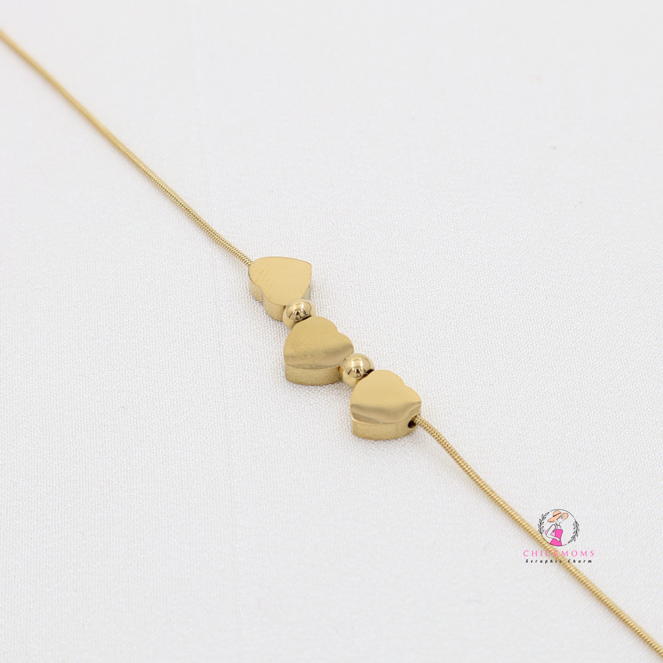 Gold Heart Charm Bracelet