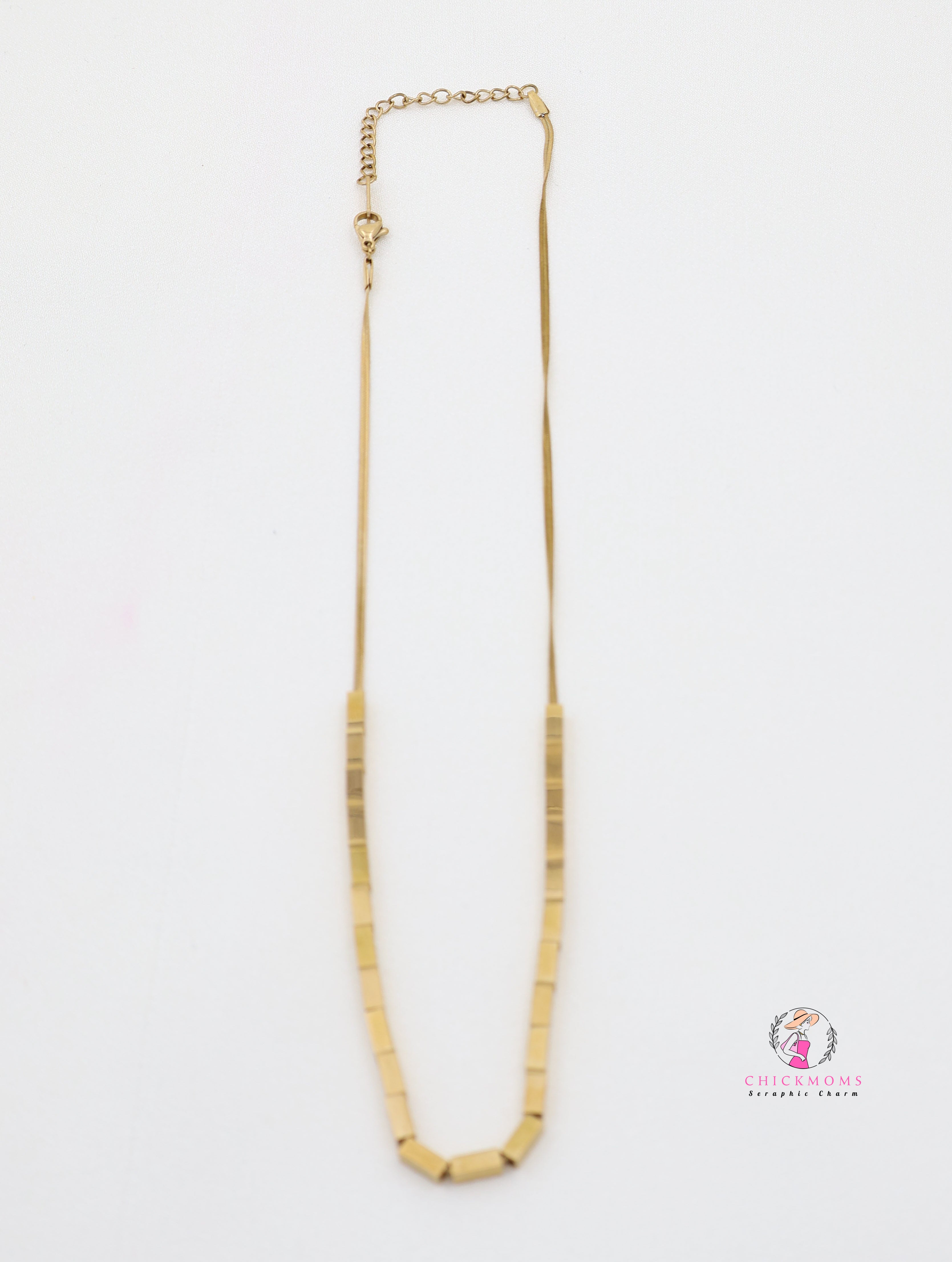 Elegant Gold-Toned Cube Beads Necklace