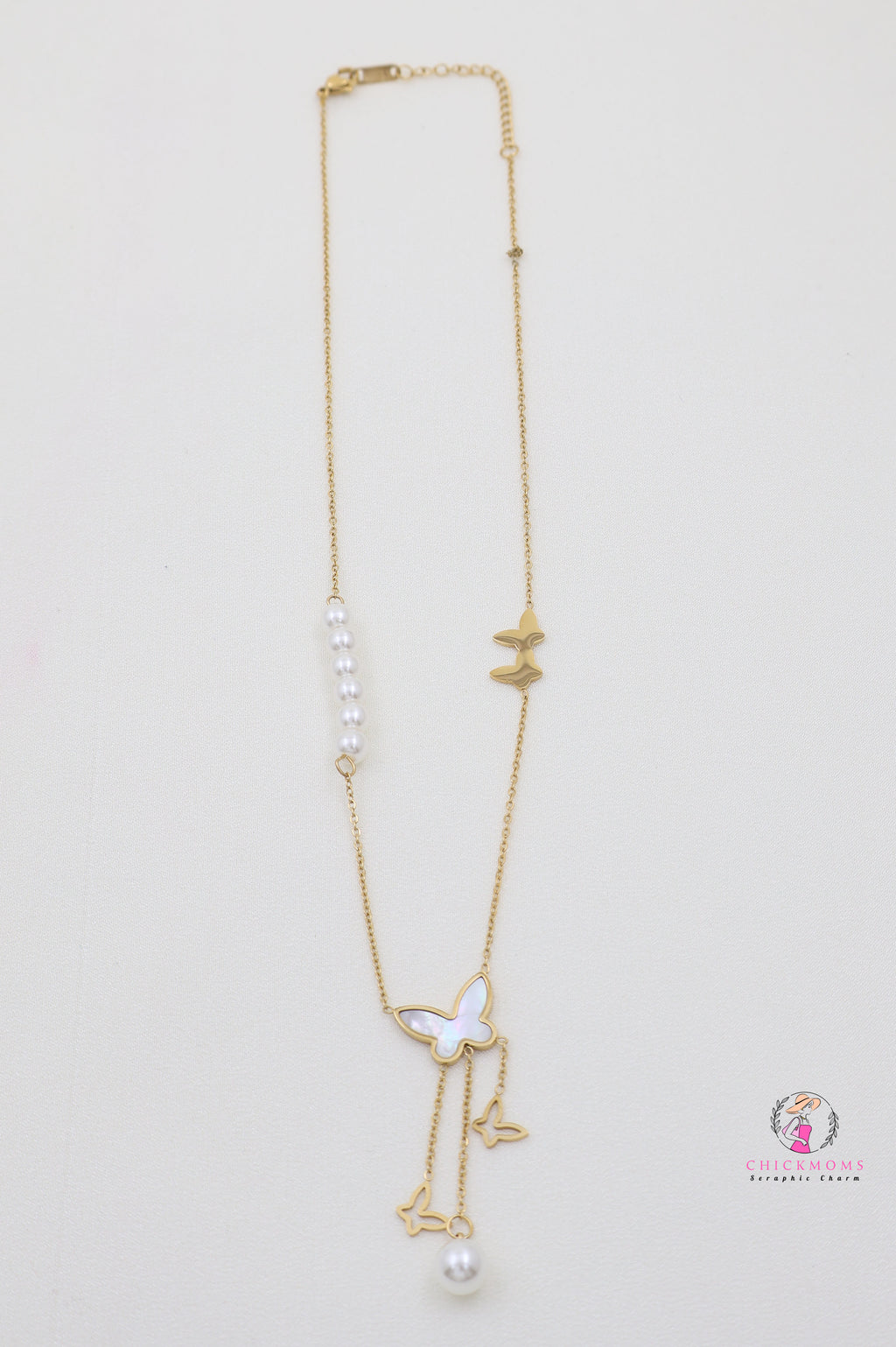Butterfly Pearl Pendant Necklace