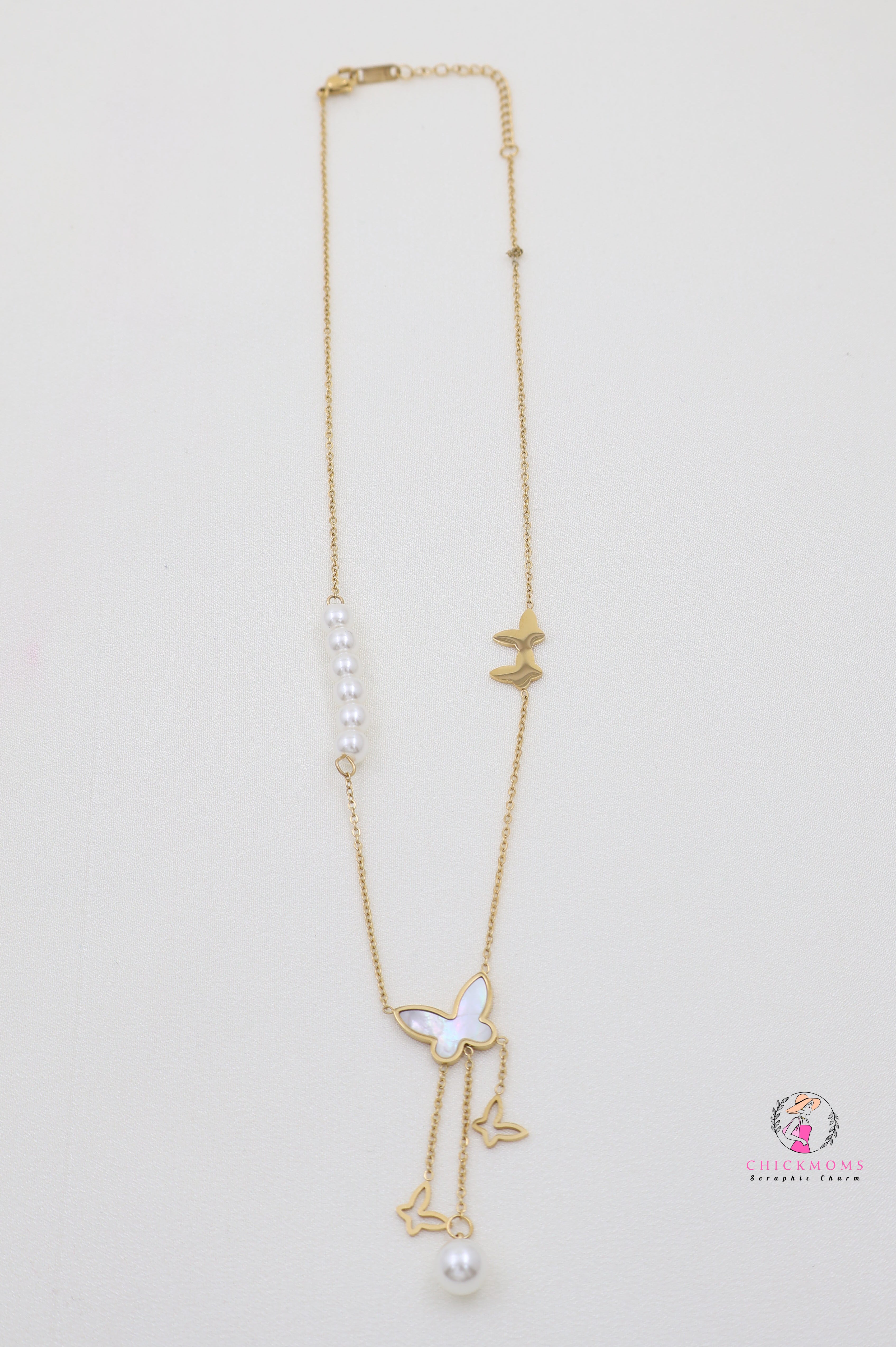 Butterfly Pearl Pendant Necklace