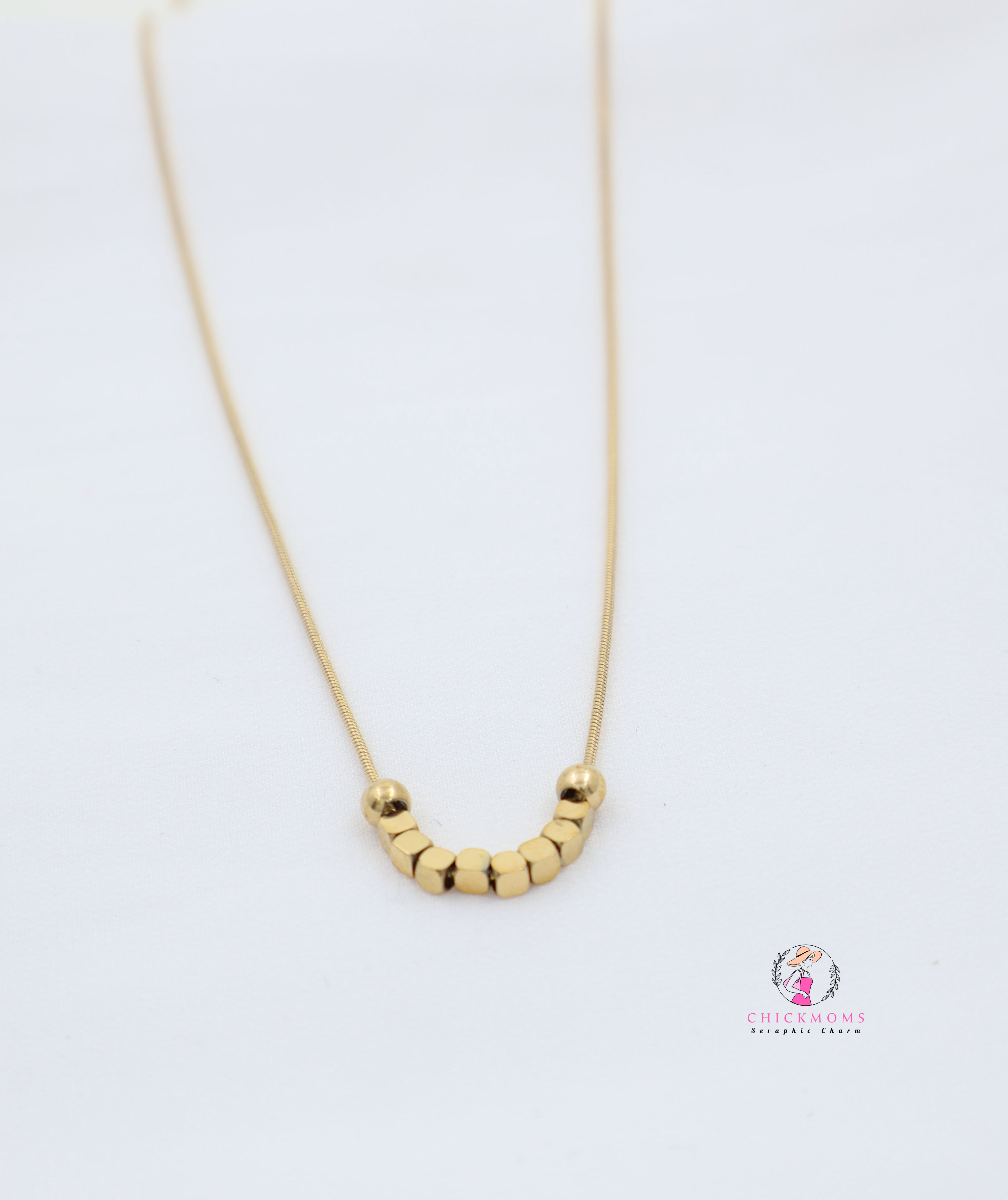 Minimalist Gold Bead Necklace
