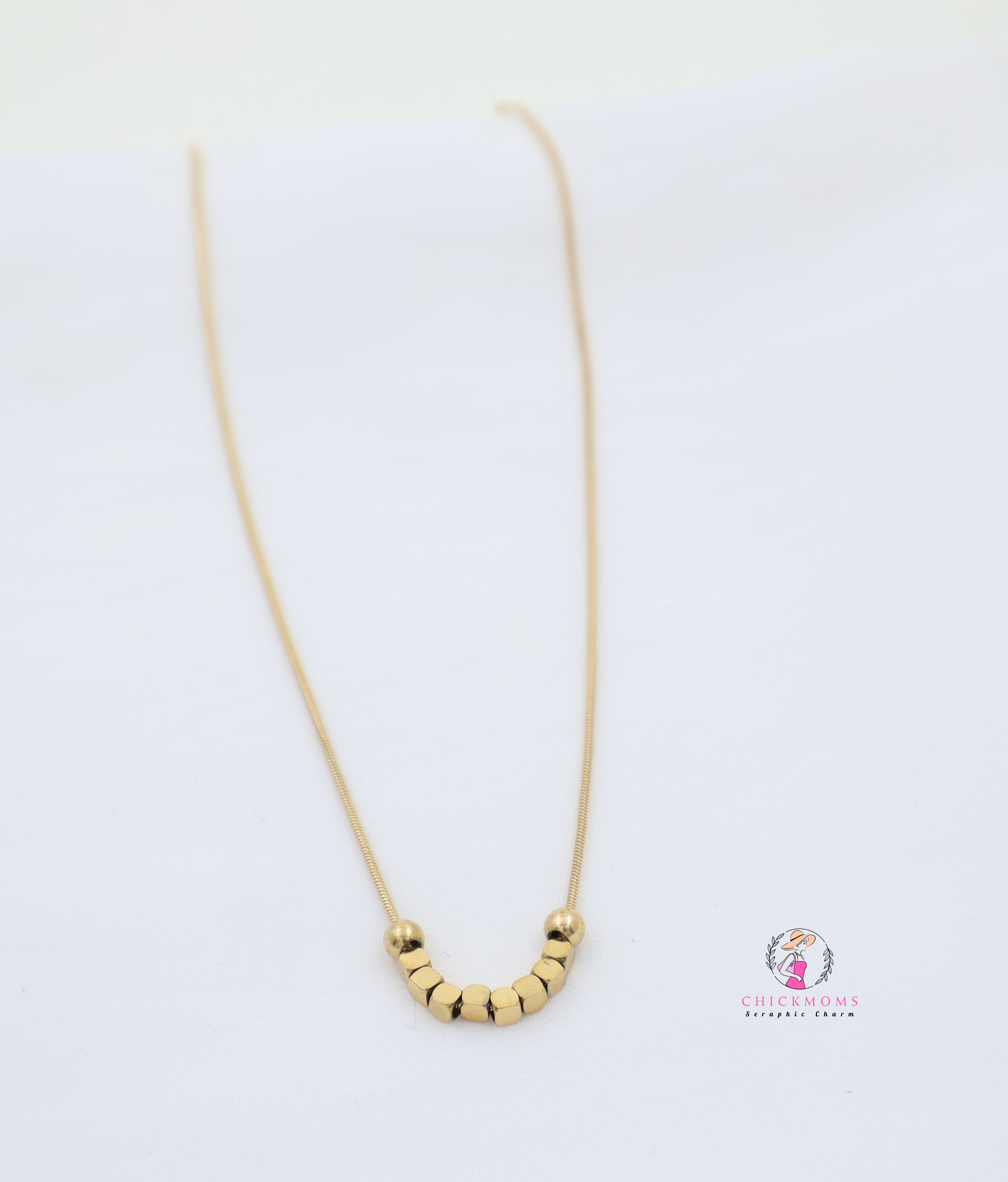 Minimalist Gold Bead Necklace