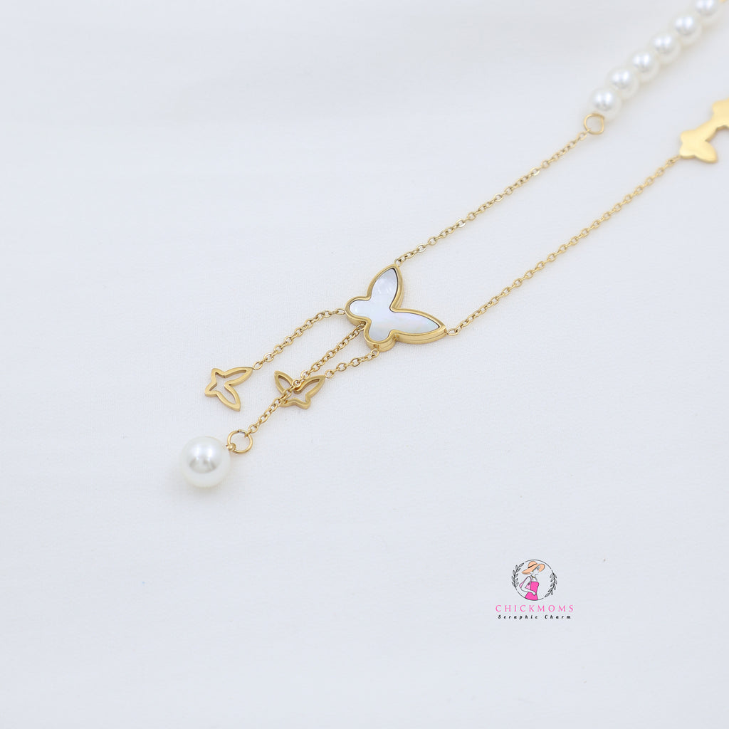Butterfly Pearl Pendant Necklace
